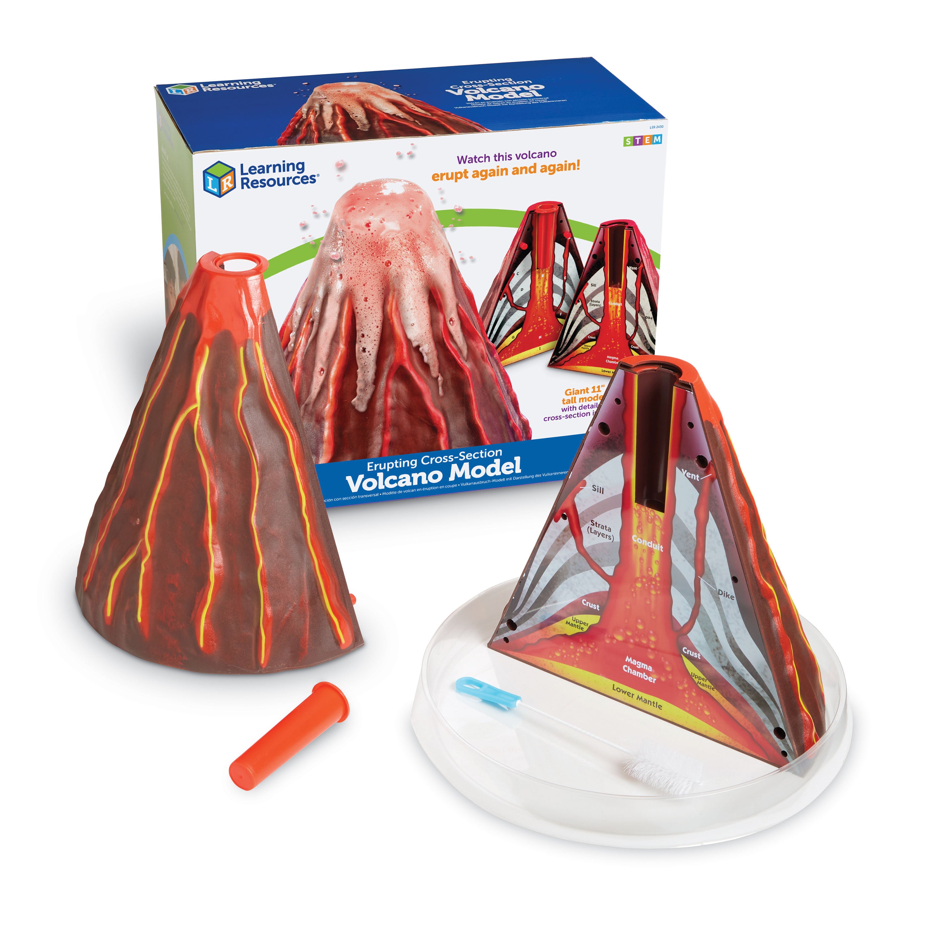 Learning Resources Erupting Cross-Section Volcano Model, Interactive Science Experiment Kit with Detailed Diagram & Lava Recipe, Easy to Clean, Includes Teacher's Guide, For Kids Ages 6+