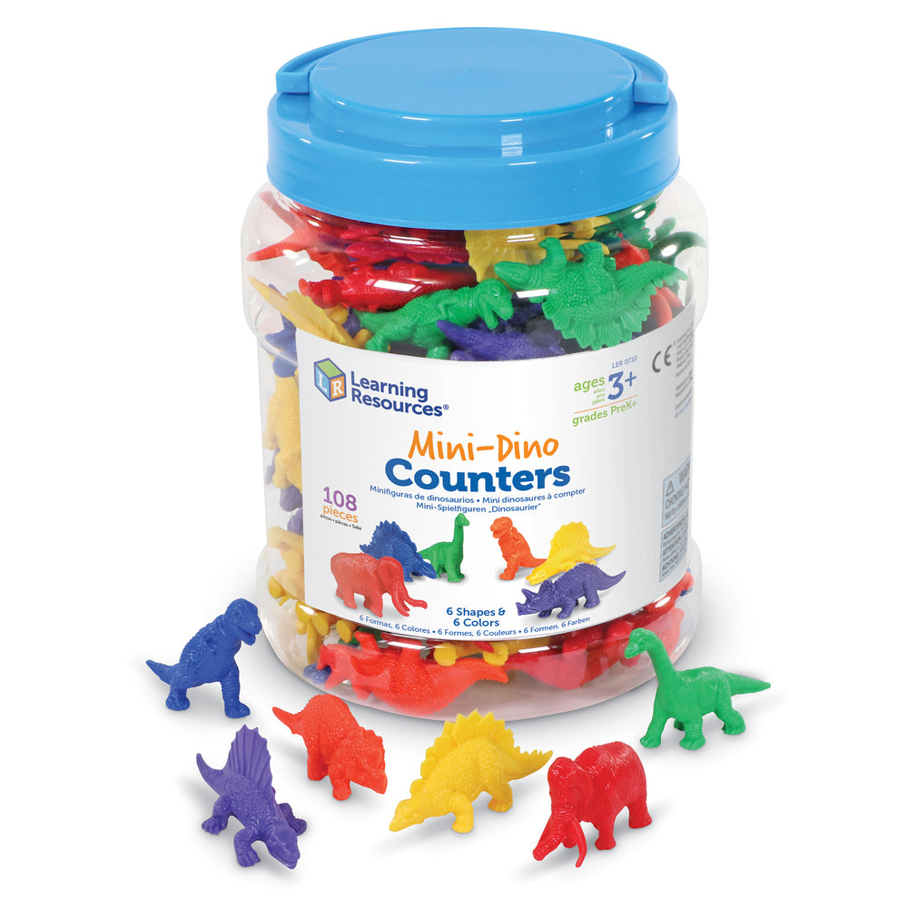 Learning Resources Mini Dino Counters, Set of 108, Early Maths Sorting & Counting Toy, Includes Storage Tub & Activity Booklet, Ages 3+