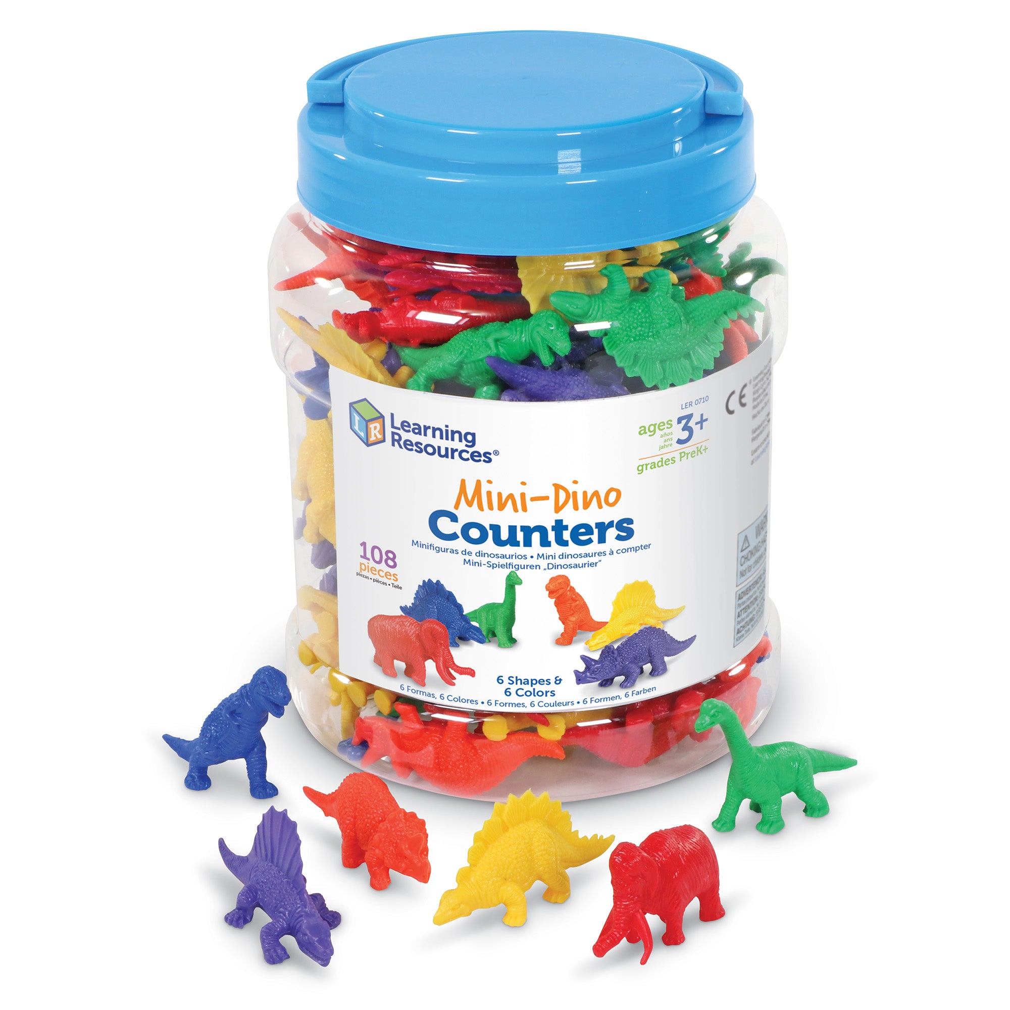 Learning Resources Mini Dino Counters, Set of 108, Early Maths Sorting & Counting Toy, Includes Storage Tub & Activity Booklet, Ages 3+