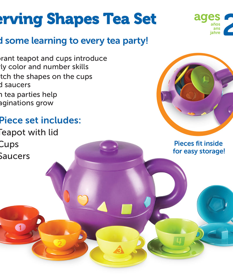 Learning Resources Serving Shapes Tea Set, Colour, Shape & Number Recognition Toy, 11 Pieces, Ages 2+