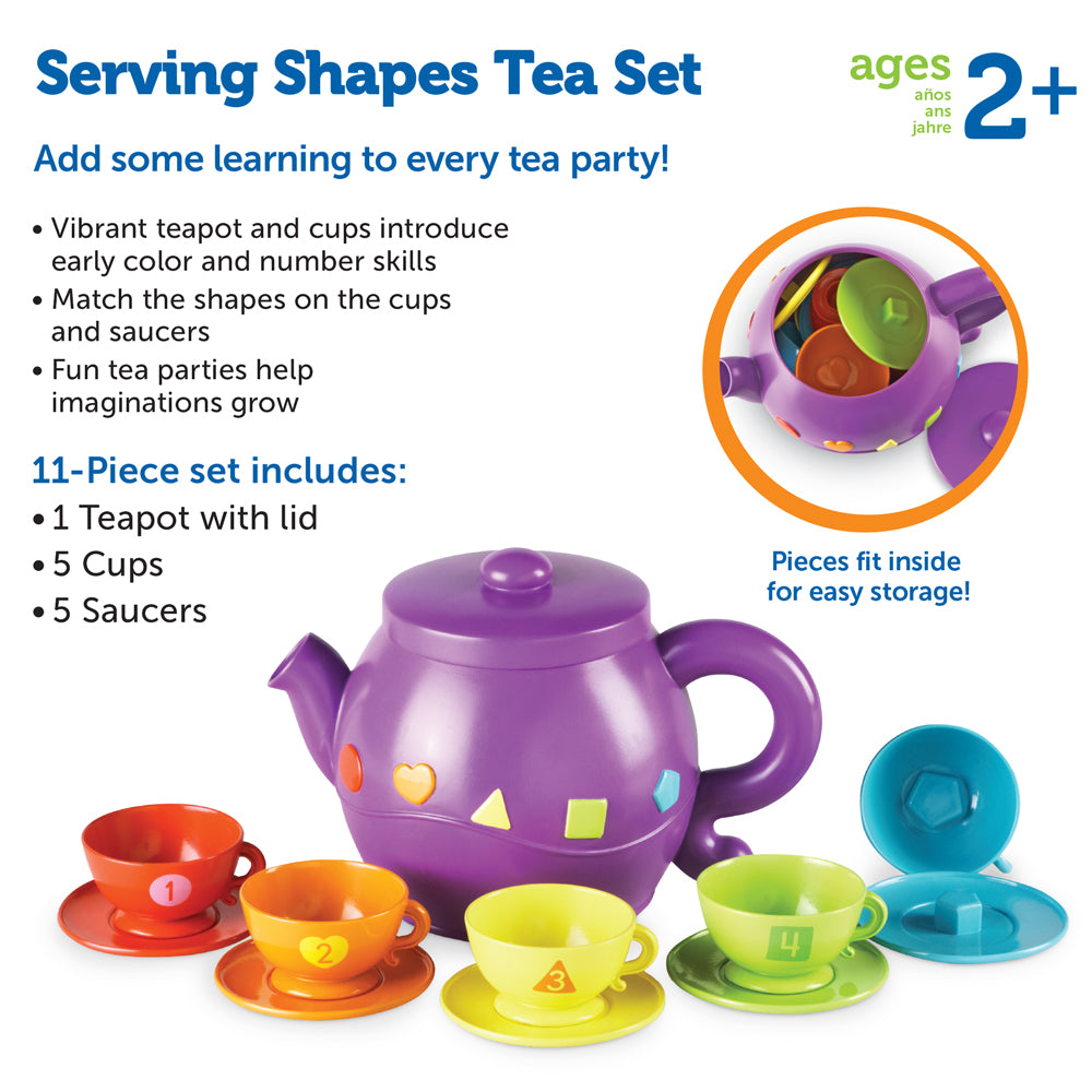 Learning Resources Serving Shapes Tea Set, Colour, Shape & Number Recognition Toy, 11 Pieces, Ages 2+