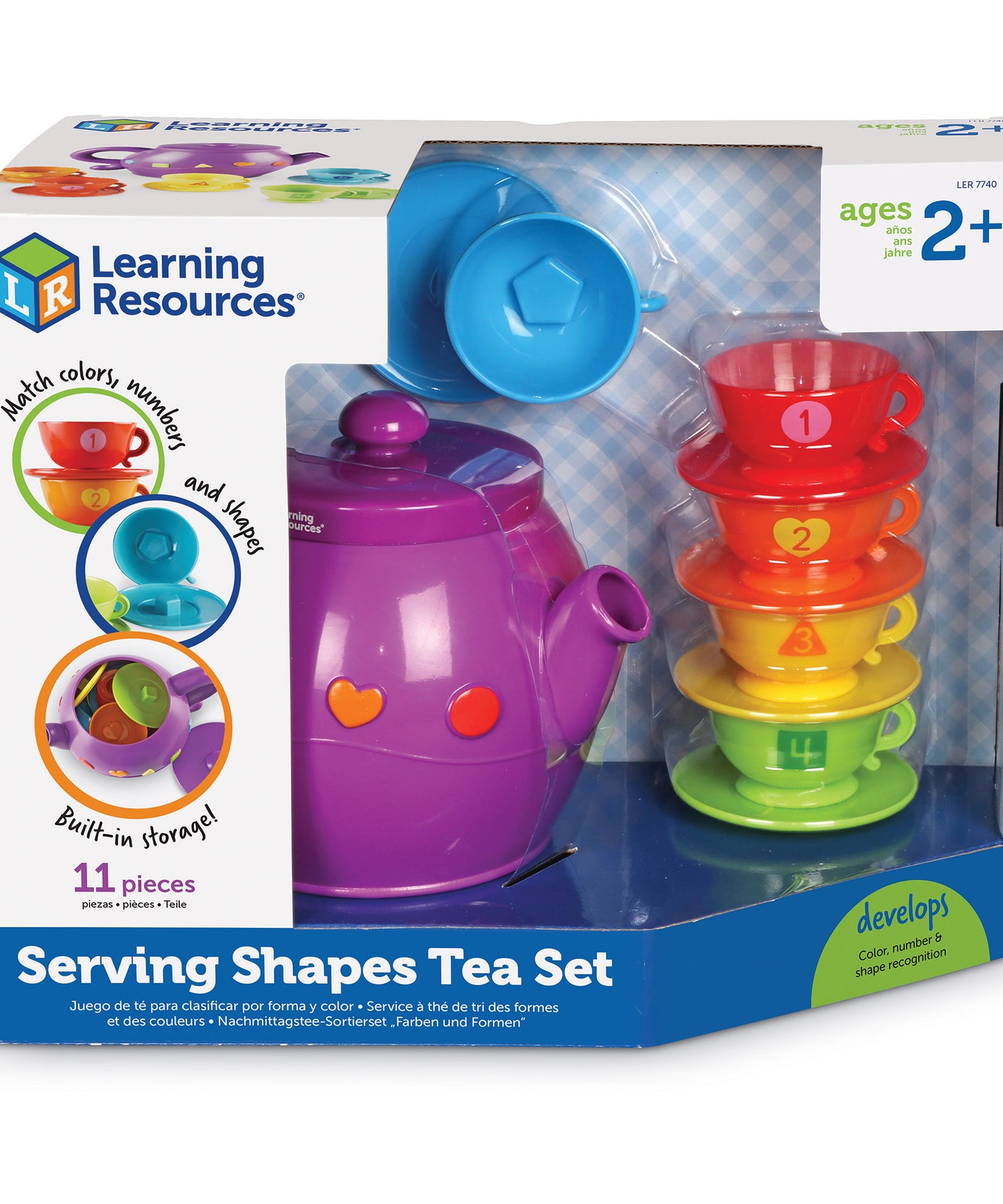 Learning Resources Serving Shapes Tea Set, Colour, Shape & Number Recognition Toy, 11 Pieces, Ages 2+