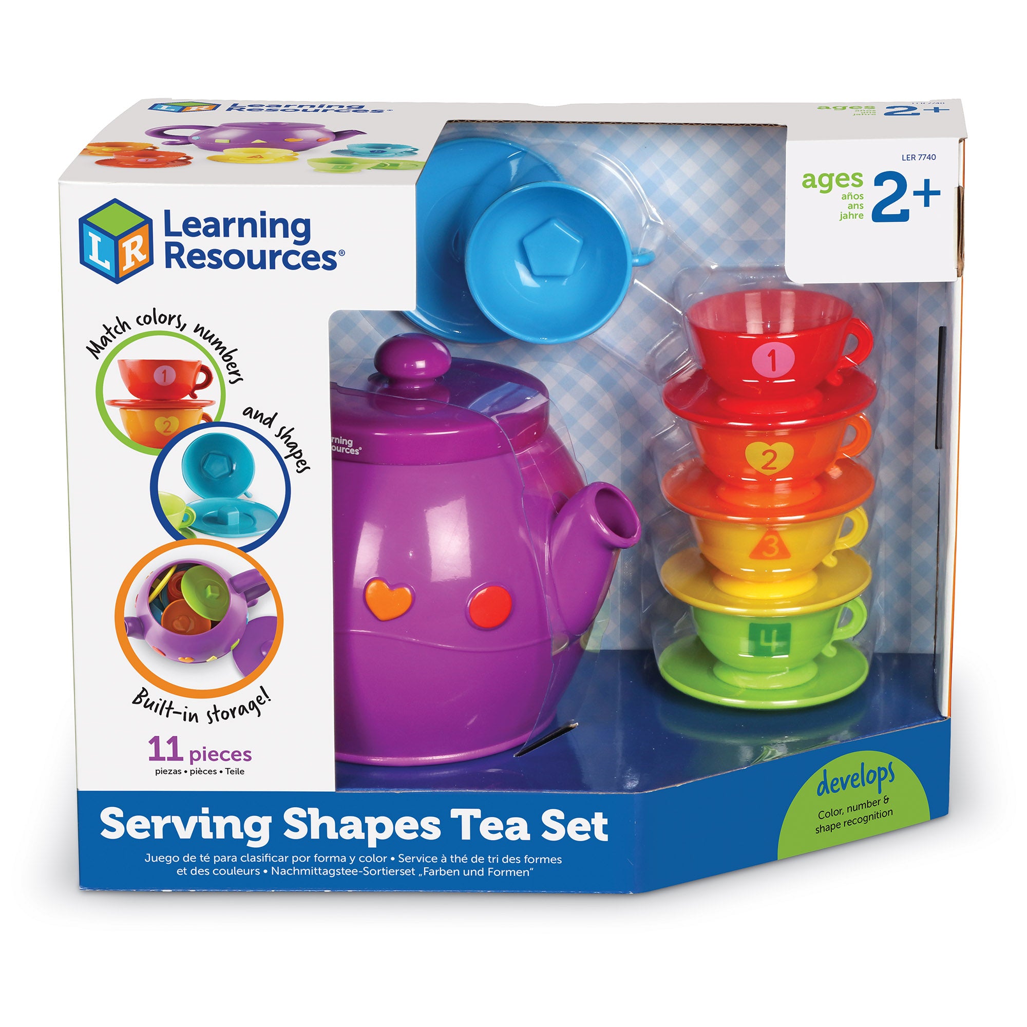 Learning Resources Serving Shapes Tea Set, Colour, Shape & Number Recognition Toy, 11 Pieces, Ages 2+