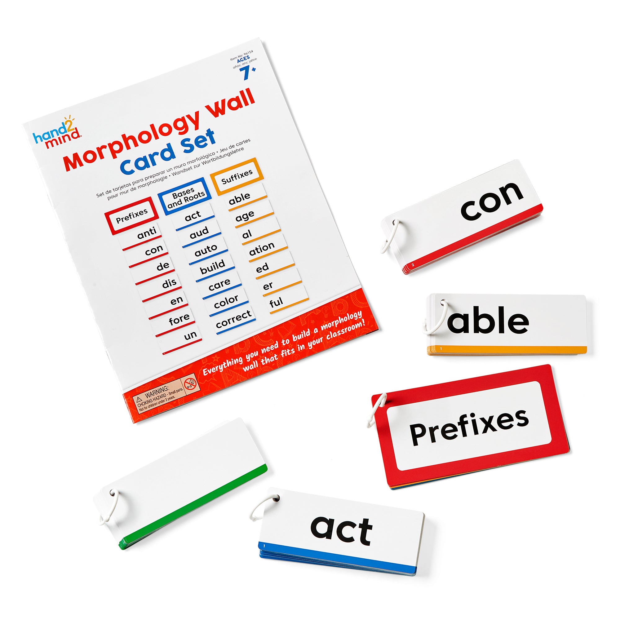 Learning Resources Morphology Wall Card Set, 215 Piece Literacy Resource for Teaching Prefixes, Suffixes, Root and Base Words, Color-Coded with Magnets and Teacher Guide, Ages 7 and Up