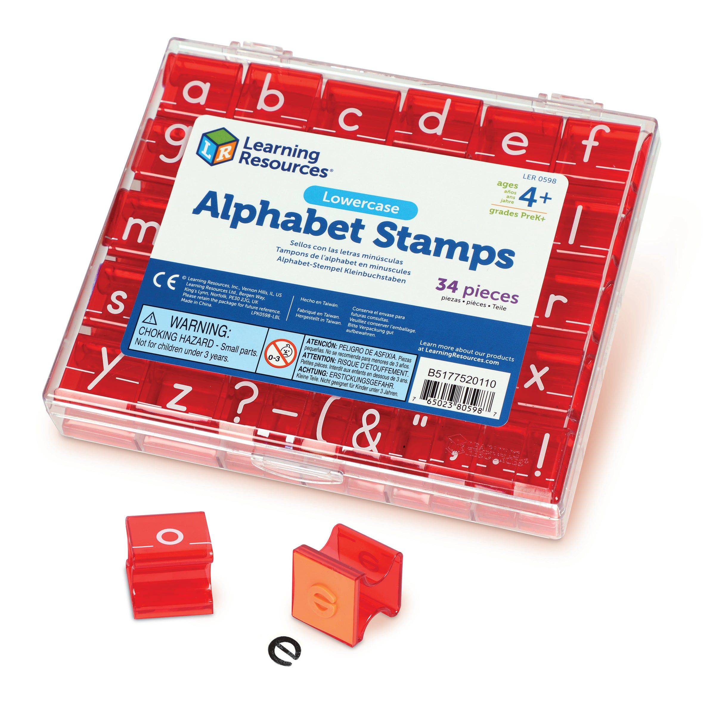 Learning Resources Lowercase Alphabet Stamps, Early Literacy Learning, Includes 8 Punctuation Stamps & Storage Tray, Easy-to-Hold Design, Learning Resources