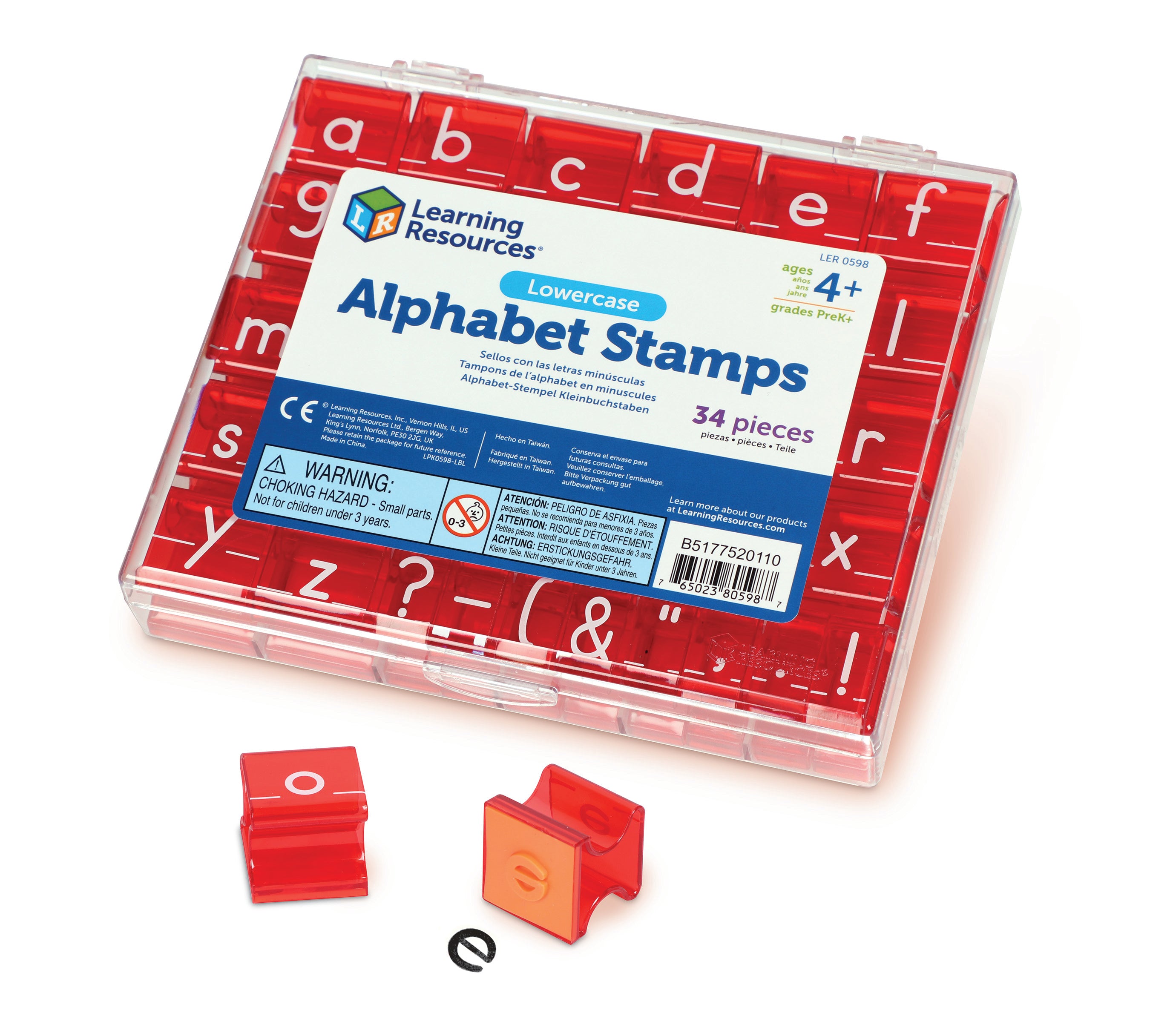 Learning Resources Lowercase Alphabet Stamps, Early Literacy Learning, Includes 8 Punctuation Stamps & Storage Tray, Easy-to-Hold Design, Learning Resources