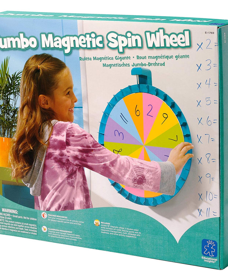 Learning Resources Jumbo Magnetic Spinner, Customizable Spin Wheel for Classroom Activities, Front of Class Resource, Includes 3 Double-Sided Cards, Teacher Guide, Ideal for Ages 3+