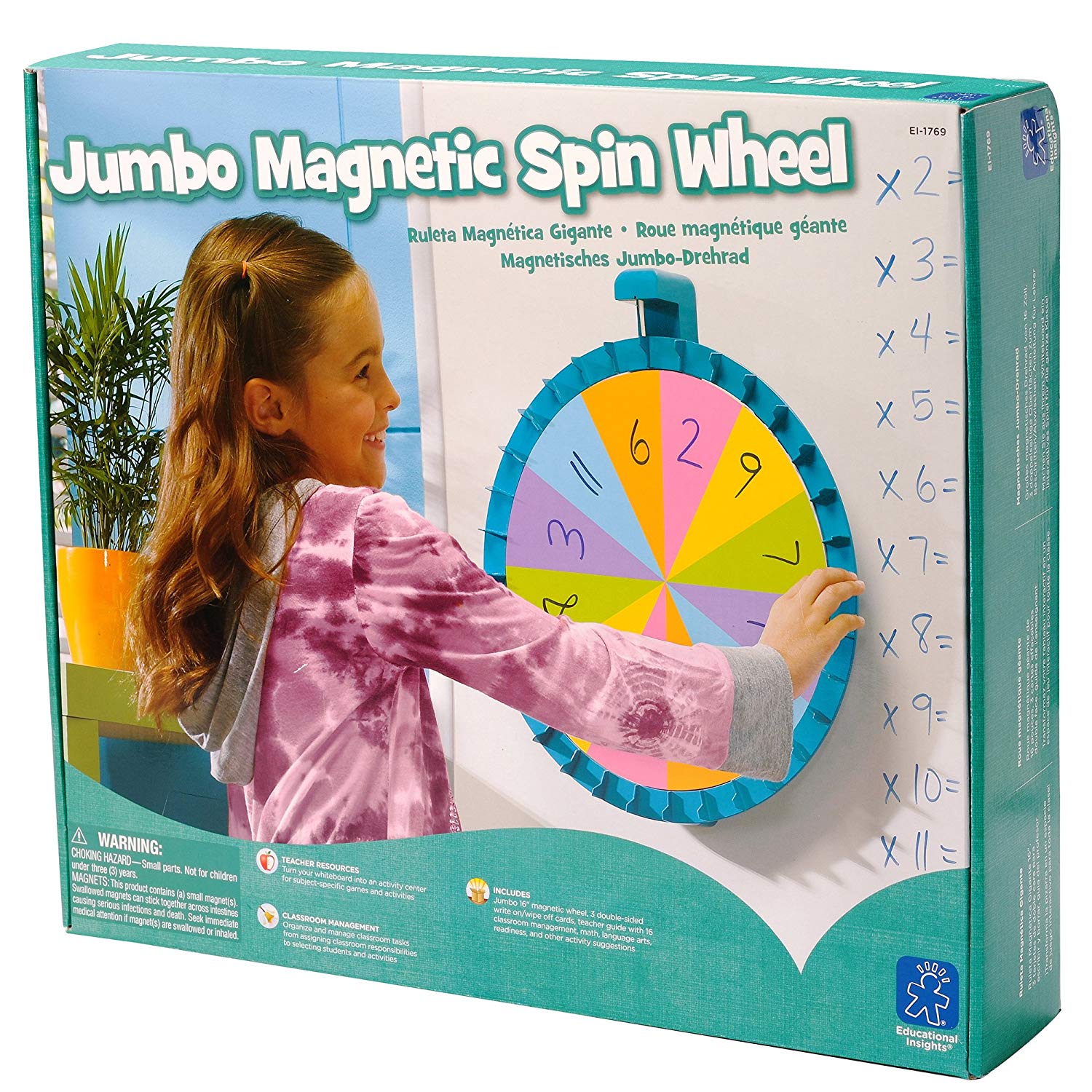 Learning Resources Jumbo Magnetic Spinner, Customizable Spin Wheel for Classroom Activities, Front of Class Resource, Includes 3 Double-Sided Cards, Teacher Guide, Ideal for Ages 3+