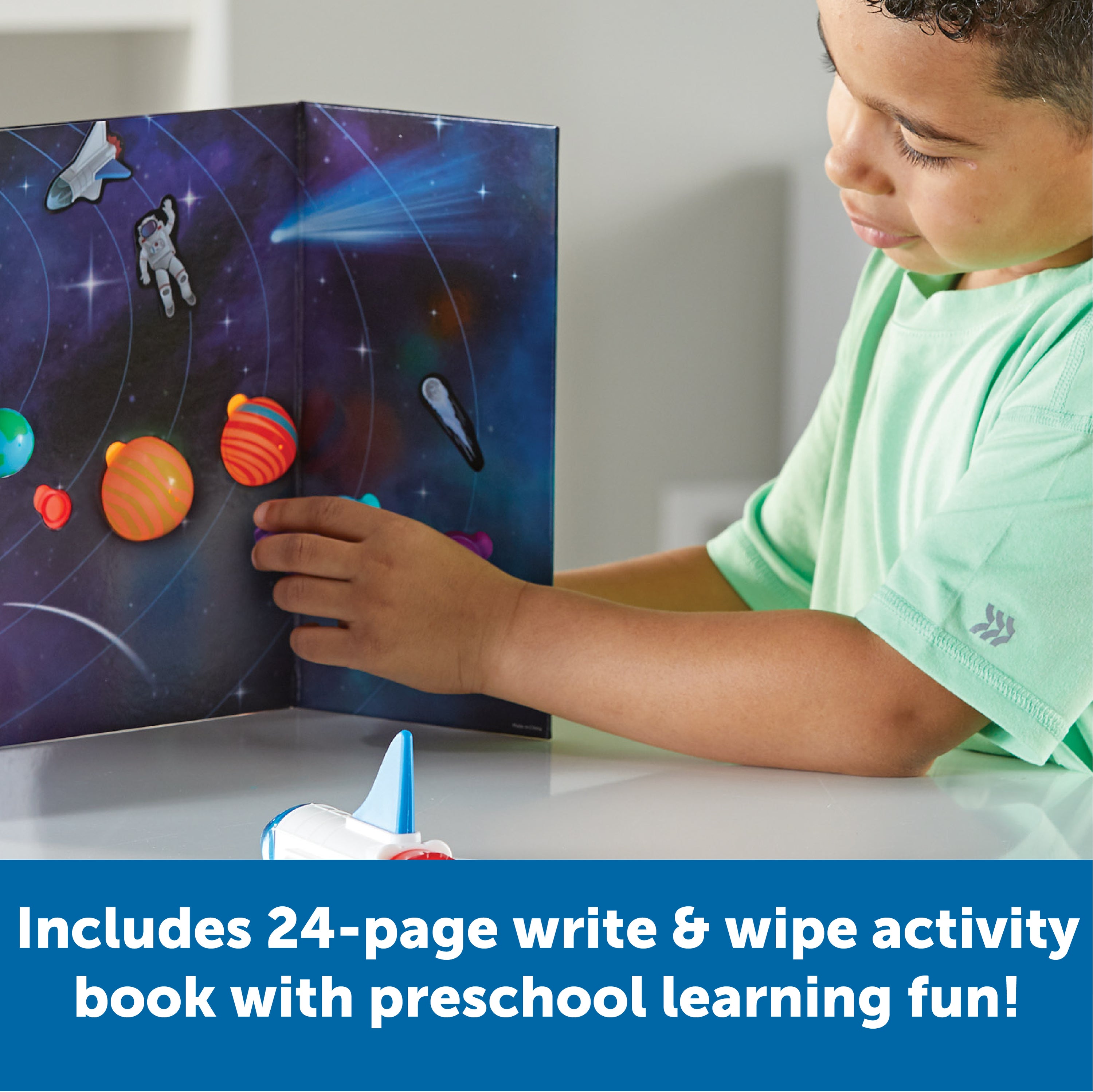 Learning Resources Skill Builders Outer Space, Preschool Space Activity Set with 3D Rocket, Puzzle, and Write and Wipe Activity Book, Ages 4 Plus