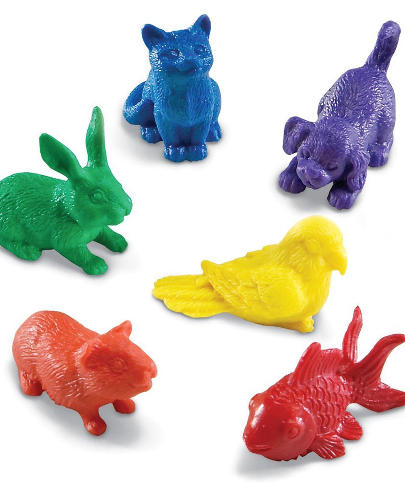 Learning Resources Pet Counters, Set of 72 Animal Counters for Sorting, Counting & Patterning, Includes 6 Pet Shapes in 6 Colours, Storage Tub, Ages 3+