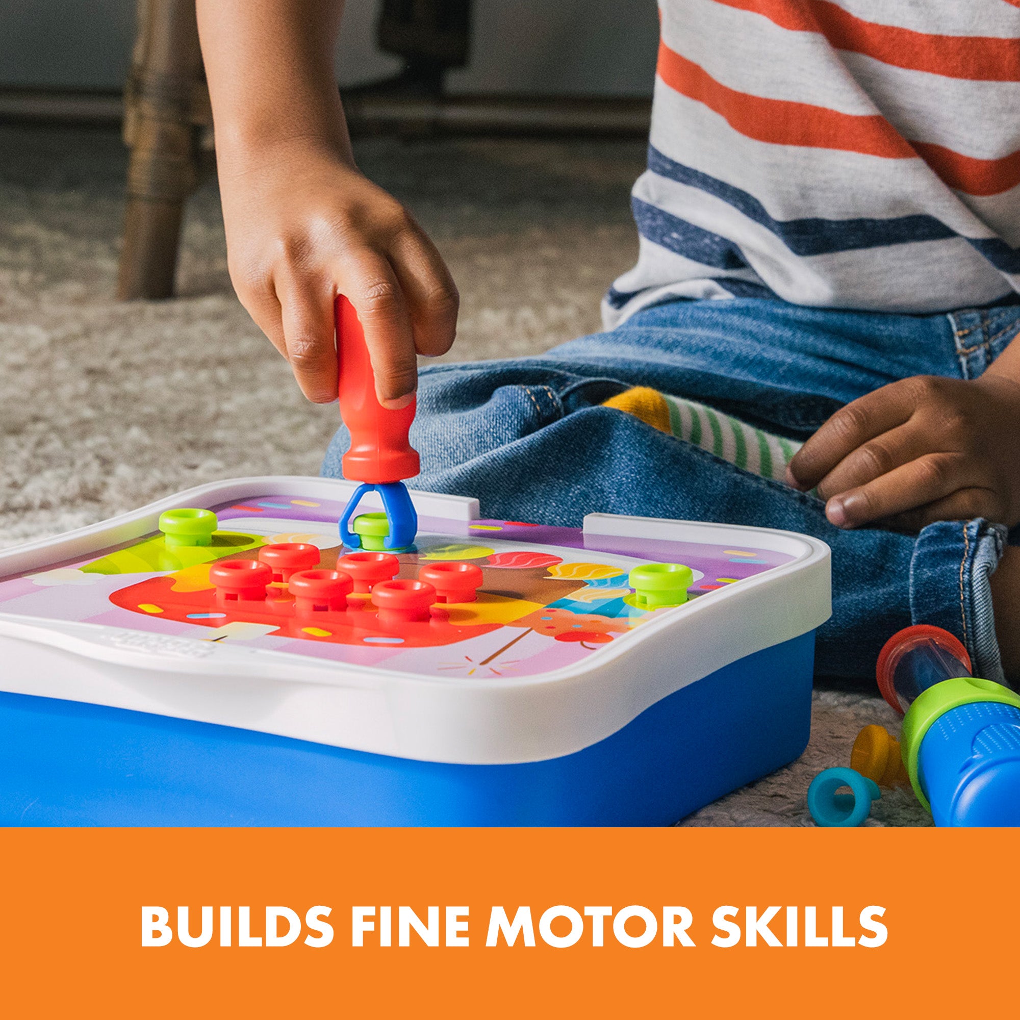 Learning Resources Design & Drill Rivet Pop Workshop, 54-Piece STEM Construction Toy with Activity Cards, Fine Motor Skill Builder for Ages 3+