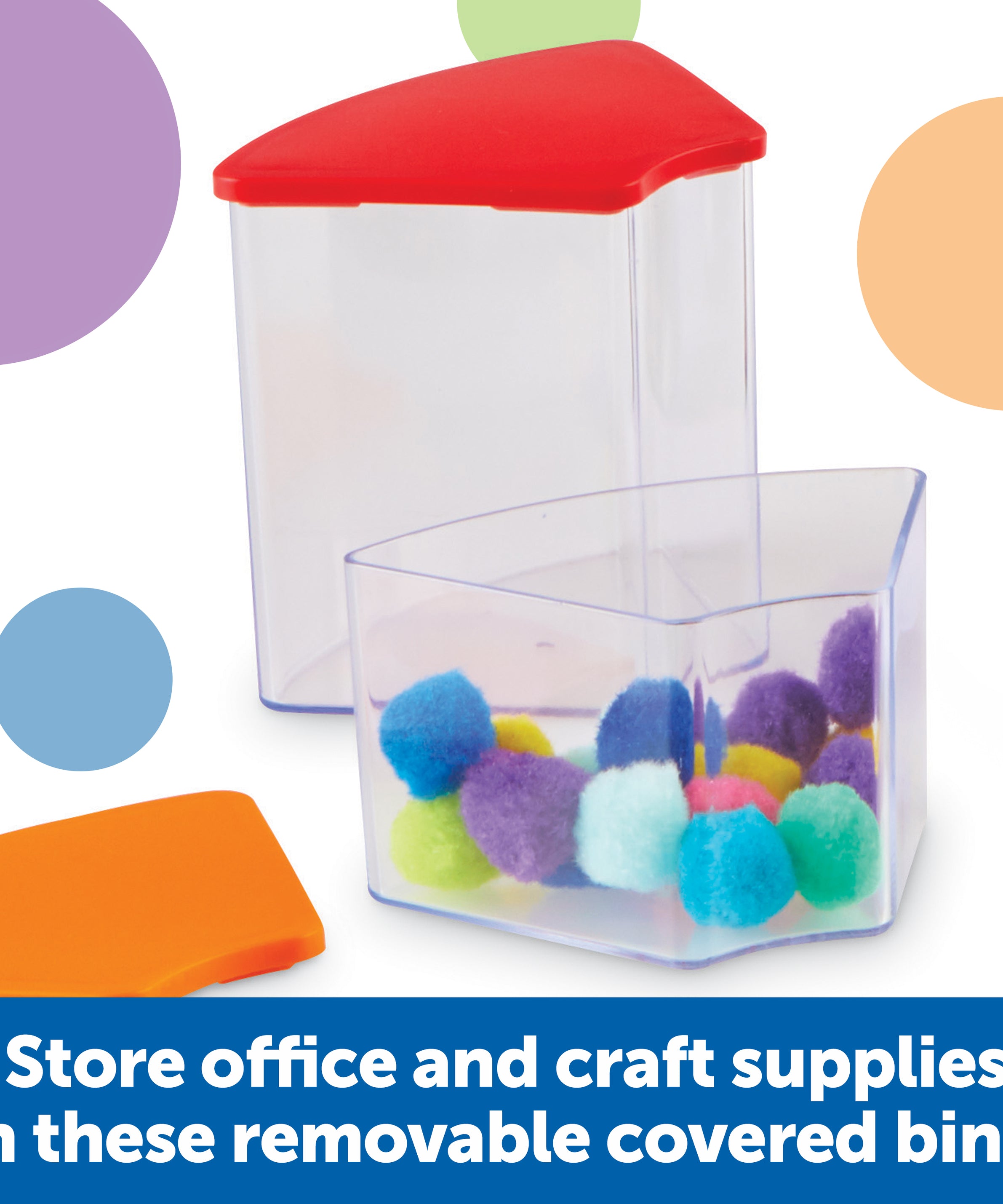 Learning Resources Create-A-Space See-Thru Spinning Bins, Portable Storage Solution for School, Art Supplies, Kitchen Organisation, 6 Bins with Colourful Lids