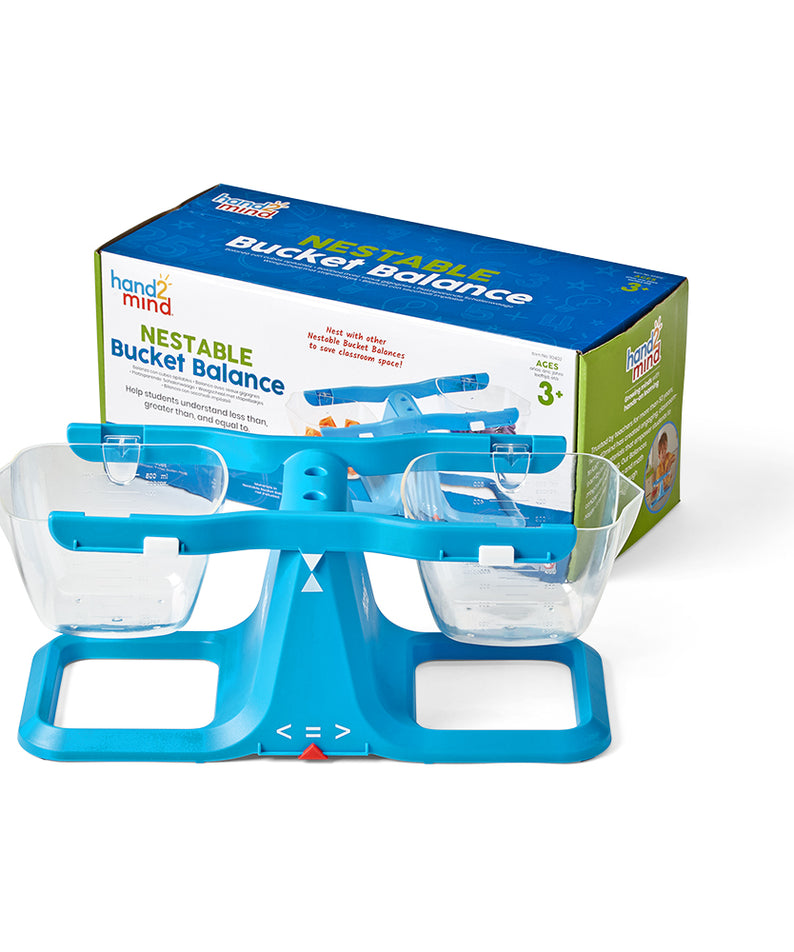 Learning Resources Nestable Bucket Balance, Compact Maths & Science Balance Scale for Kids, 500ml Clear Buckets, Explore Weight, Volume & Equivalency, Ages 3+