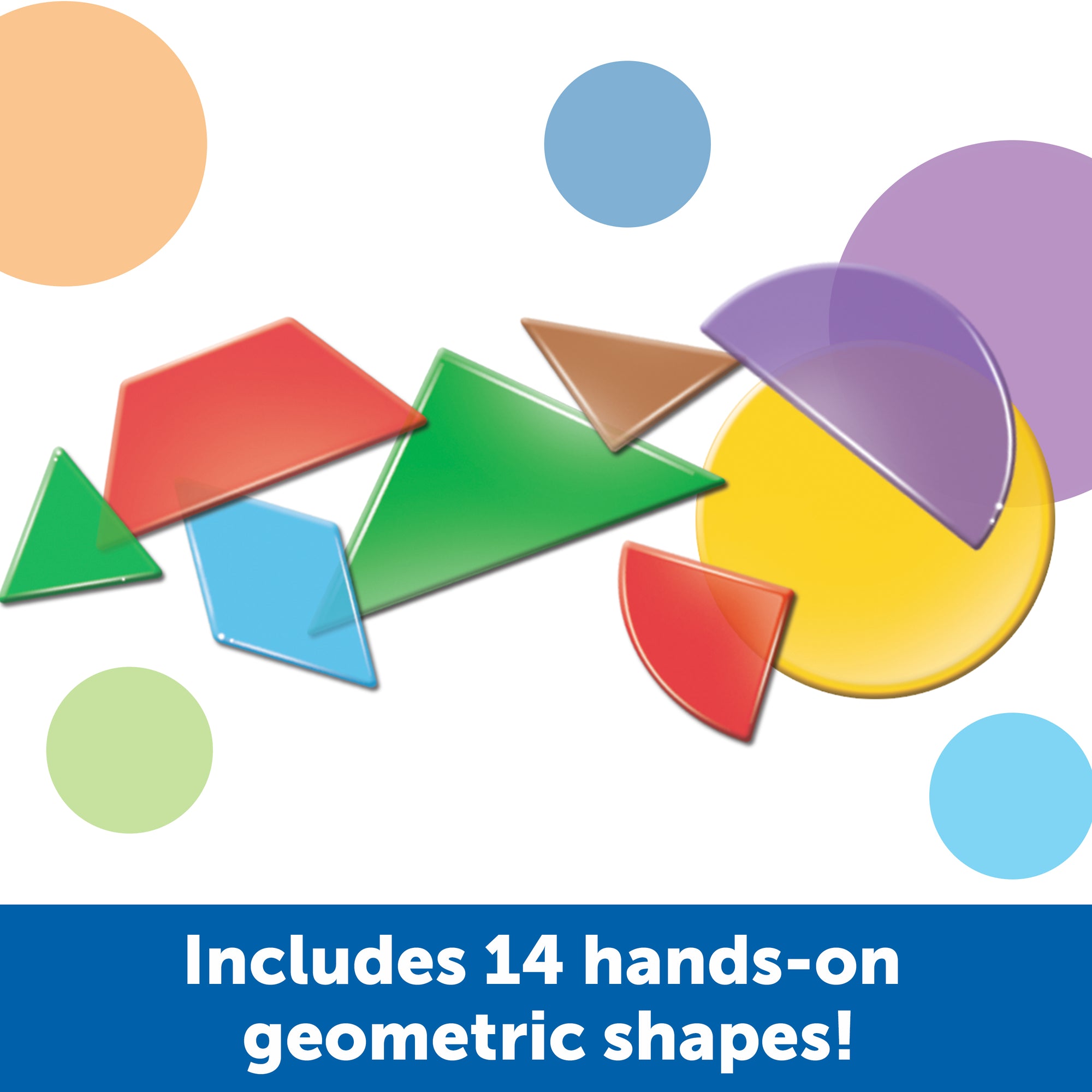 Learning Resources Translucent Geometric Shapes, Set of 408, Early Geometry Skills for Kids (Ages 4+)