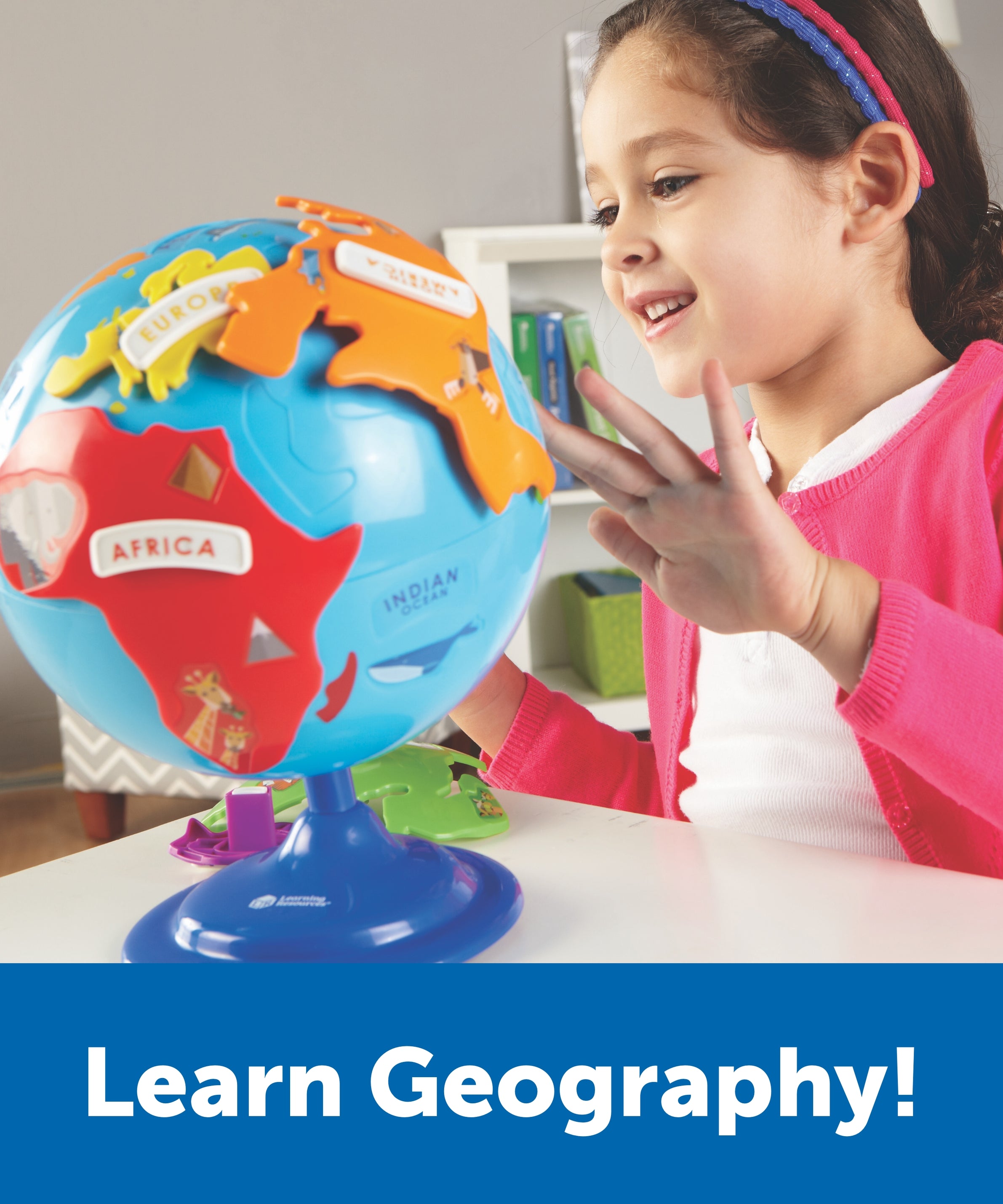 Learning Resources Puzzle Globe for Kids, Interactive Geography Toy with Removable Continents, Landmark Details and Rotating Base, Early Learning Globe for Ages 3+