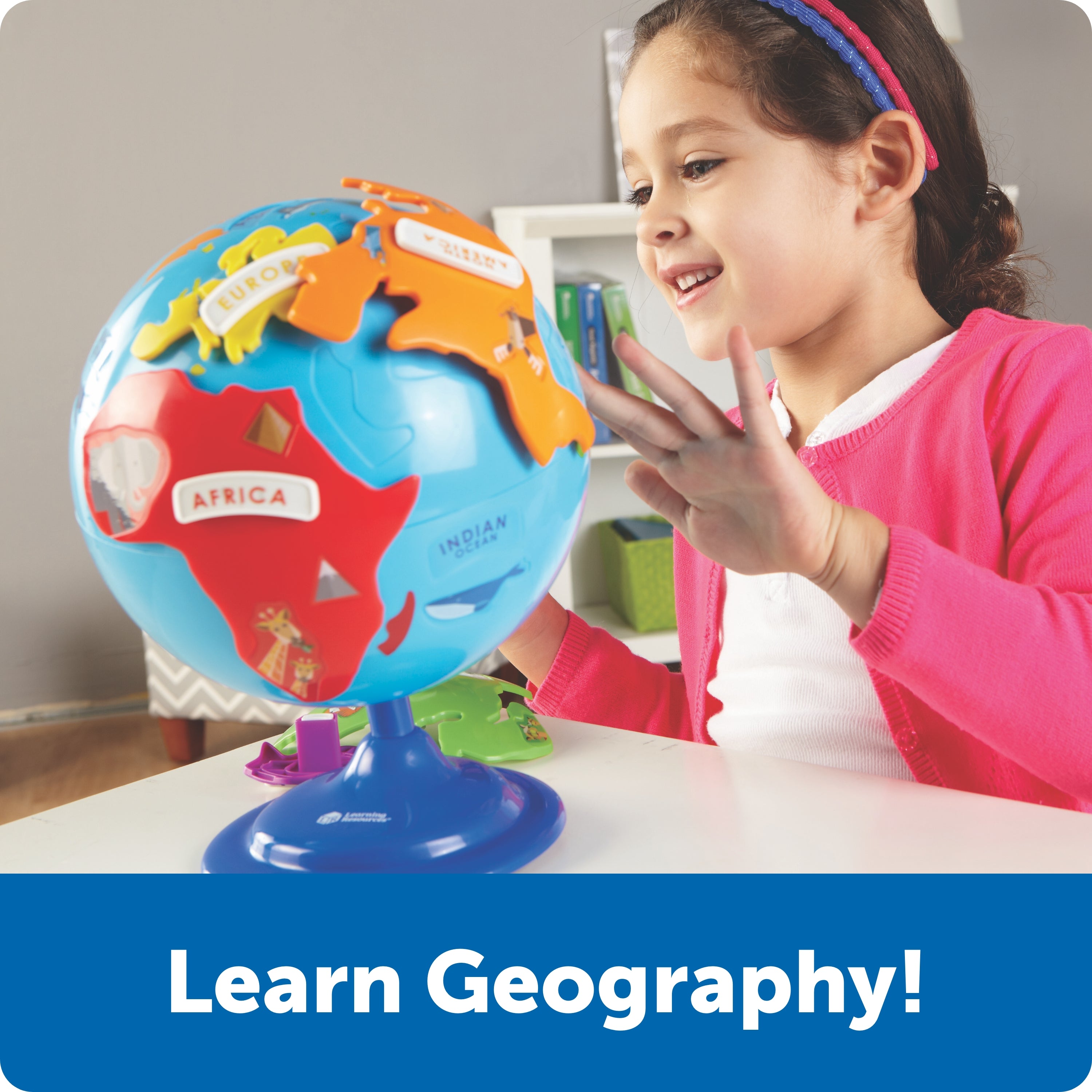 Learning Resources Puzzle Globe for Kids, Interactive Geography Toy with Removable Continents, Landmark Details and Rotating Base, Early Learning Globe for Ages 3+