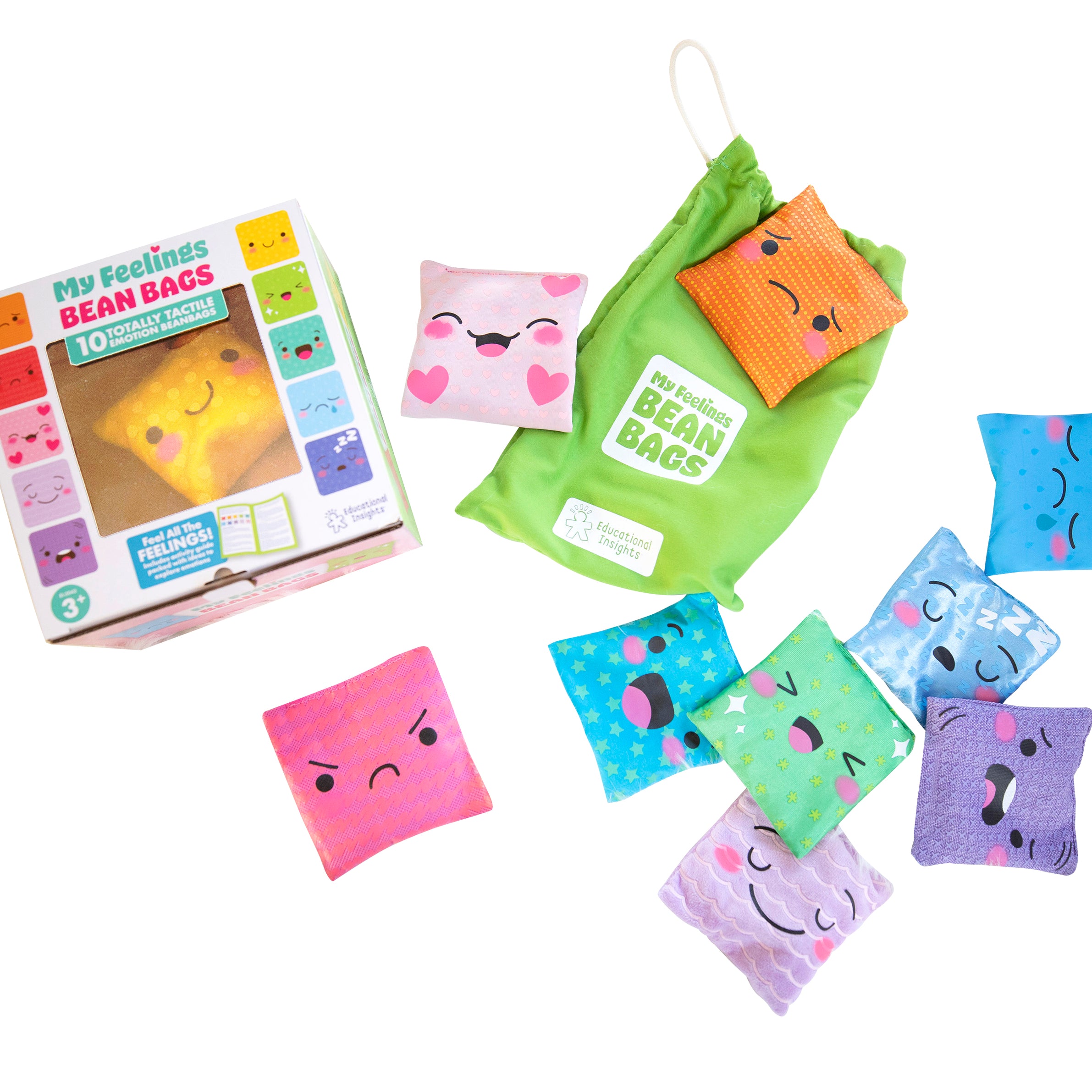 Learning Resources My Feelings Bean Bags, Set of 10 Tactile Emotion Bean Bags, Social Emotional Learning for Kids, Develops Vocabulary, Motor Skills & Sensory Awareness, Includes Activity Guide & Storage Bag, Ages 3+