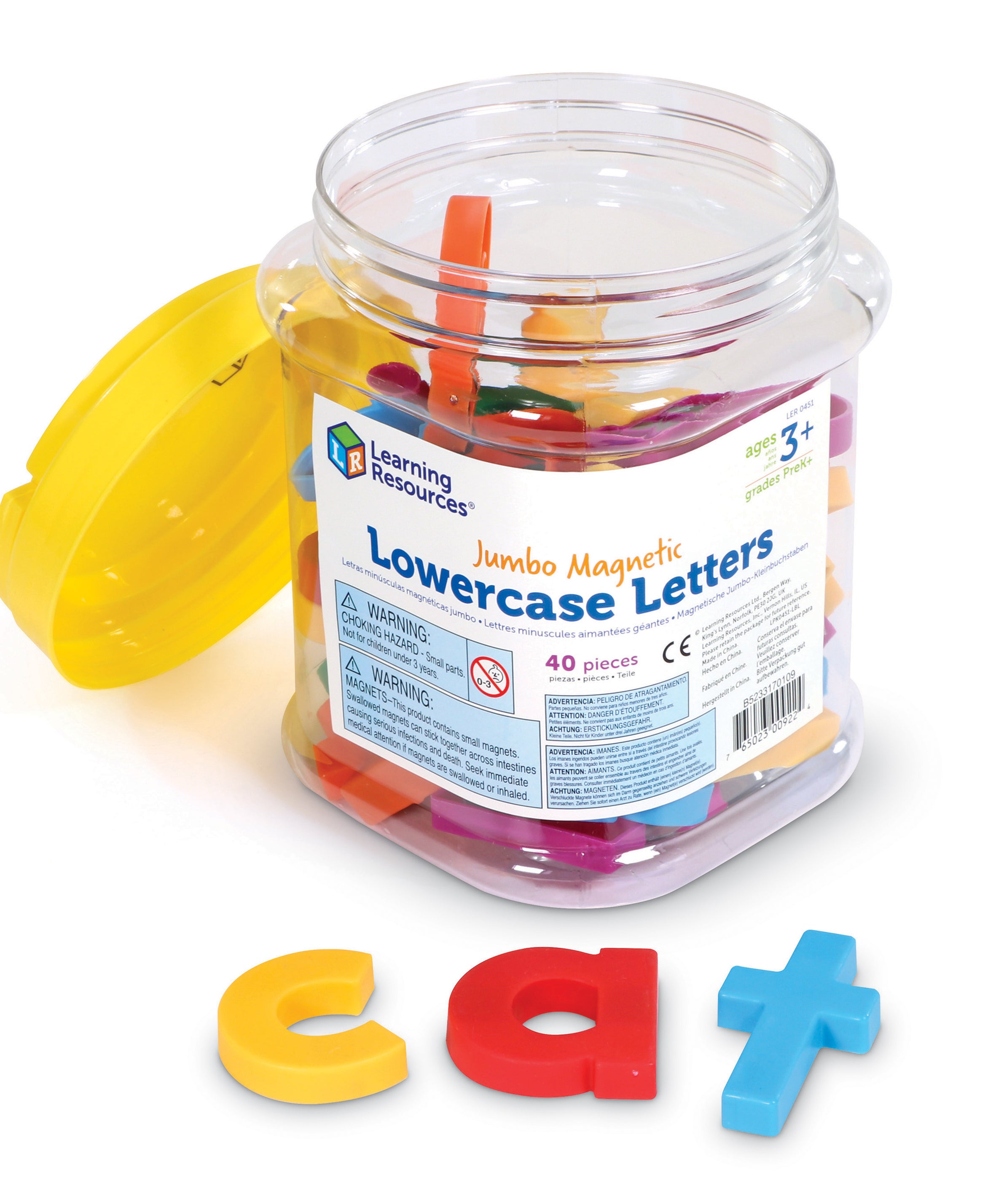 Learning Resources Jumbo Lowercase Magnetic Letters, Set of 40, Early Literacy & Spelling Practice for Kids, Magnetic Alphabet for Fridge & Whiteboards, Includes Storage Tub, Ages 3+
