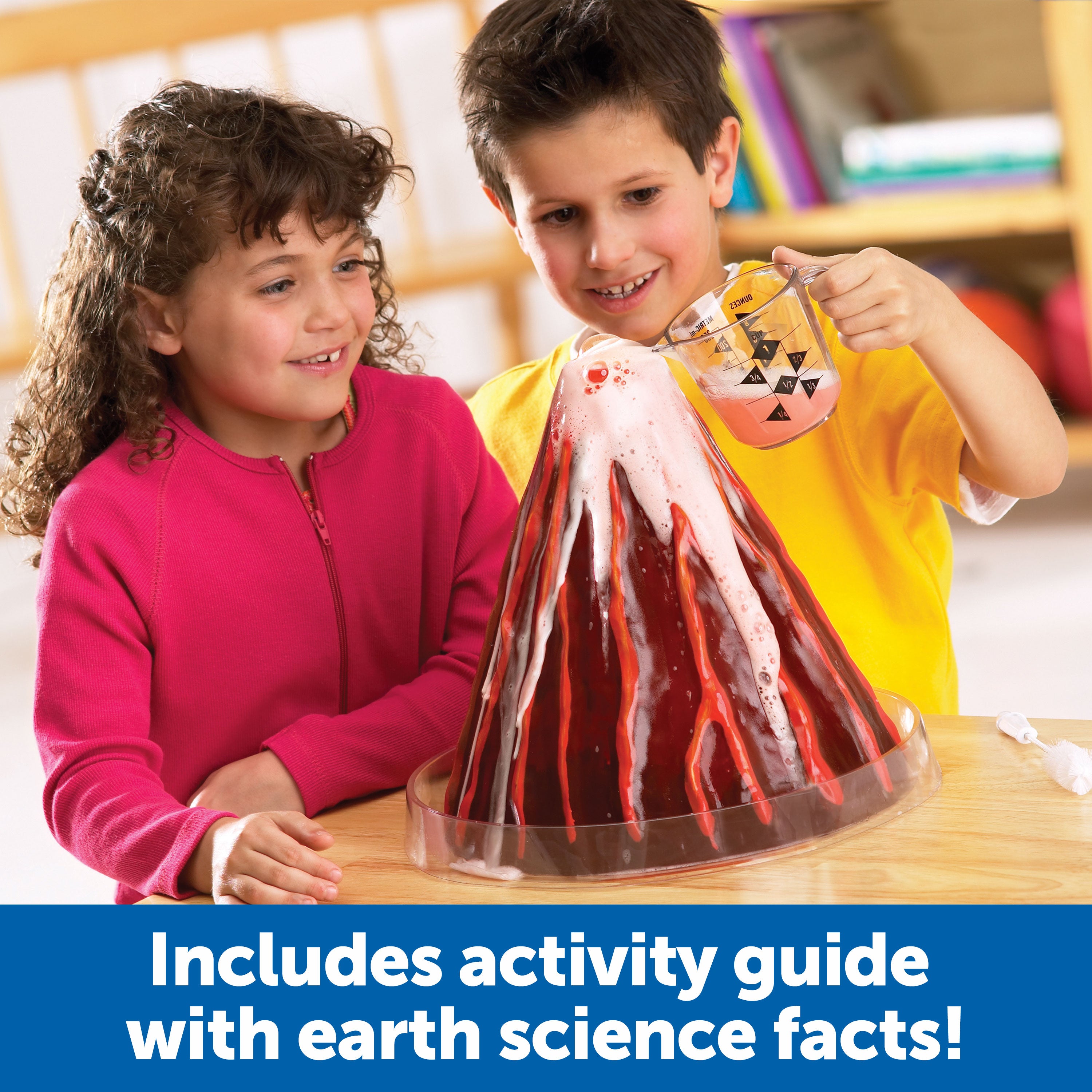 Learning Resources Erupting Cross-Section Volcano Model, Interactive Science Experiment Kit with Detailed Diagram & Lava Recipe, Easy to Clean, Includes Teacher's Guide, For Kids Ages 6+
