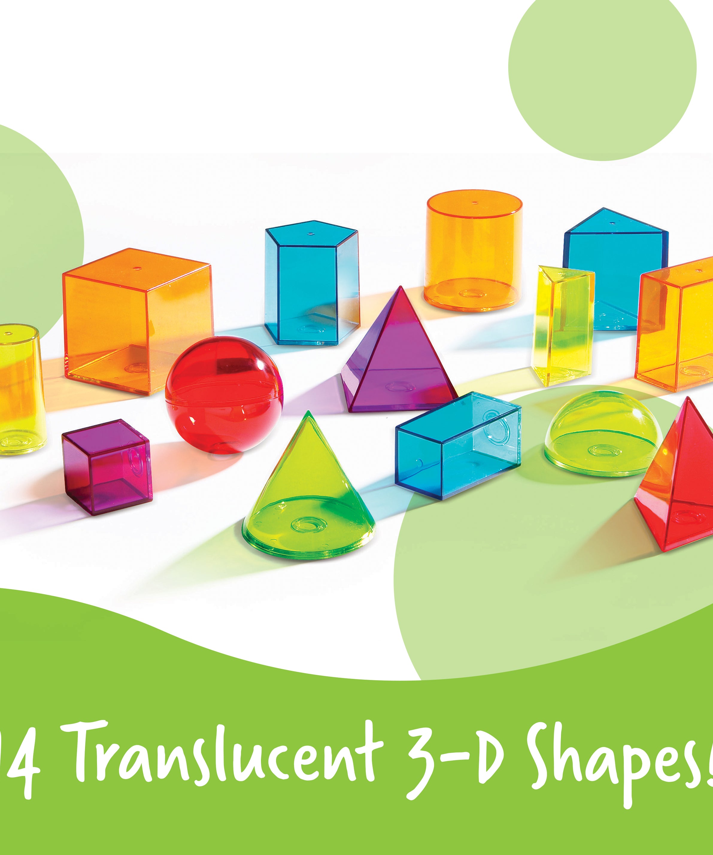 Learning Resources View-Thru Geometric Solids, Set of 14, Ages 8+, Transparent 3D Shapes for Geometry & Volume Exploration