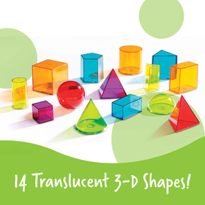Learning Resources View-Thru Geometric Solids, Set of 14, Ages 8+, Transparent 3D Shapes for Geometry & Volume Exploration