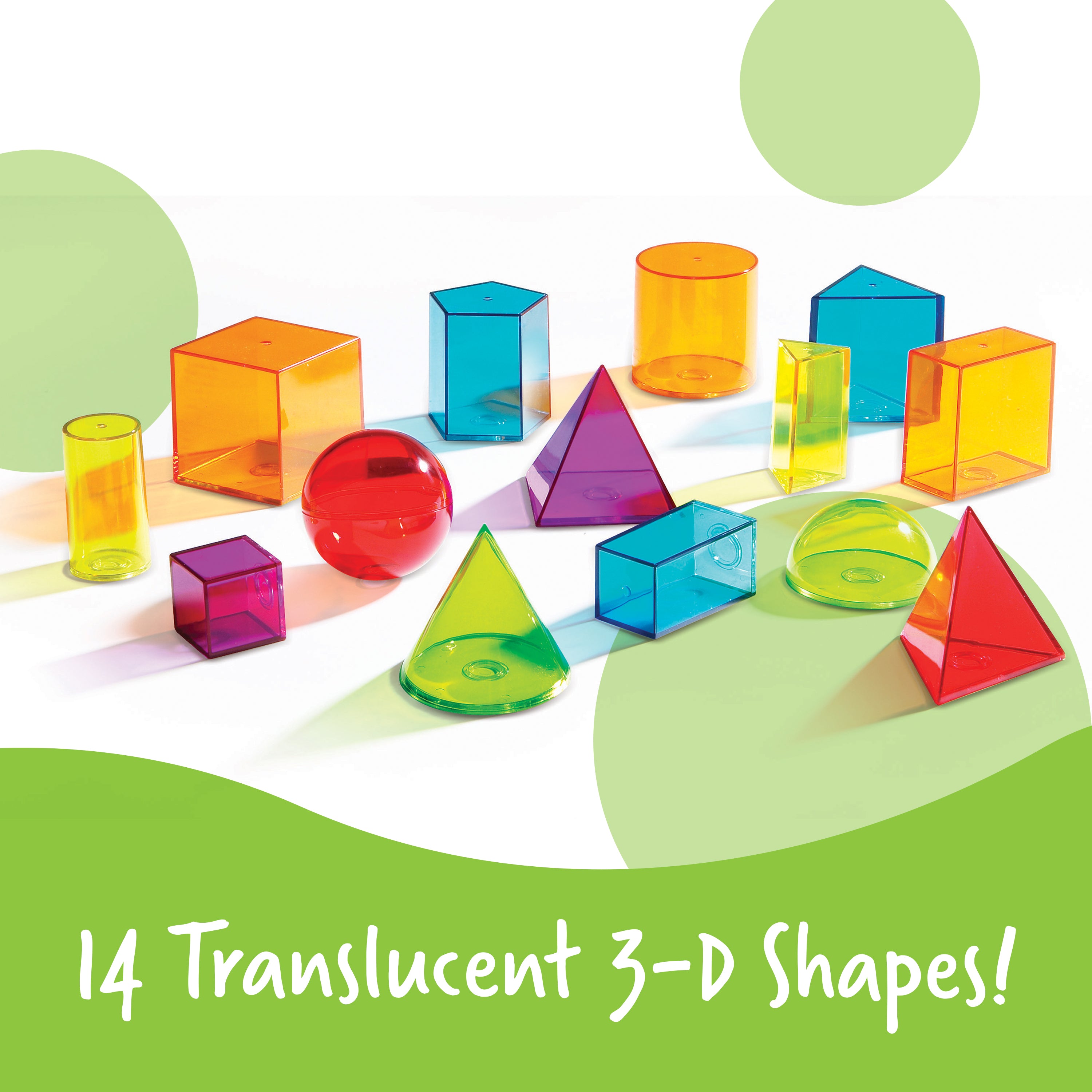 Learning Resources View-Thru Geometric Solids, Set of 14, Ages 8+, Transparent 3D Shapes for Geometry & Volume Exploration