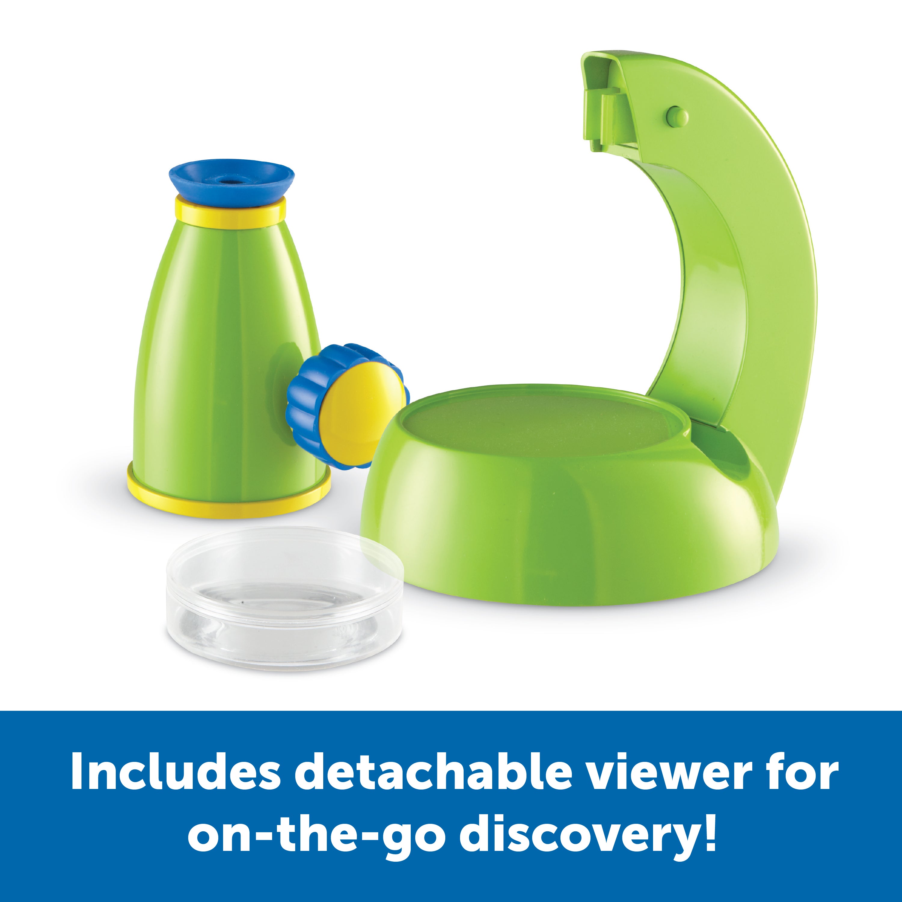 Learning Resources Primary Science ViewScope, Real-Working Microscope for Kids, 20x Magnification, Detachable Viewer, Soft Eyepiece for Comfort, Includes Clear Plastic Case for Specimens, Ages 3+