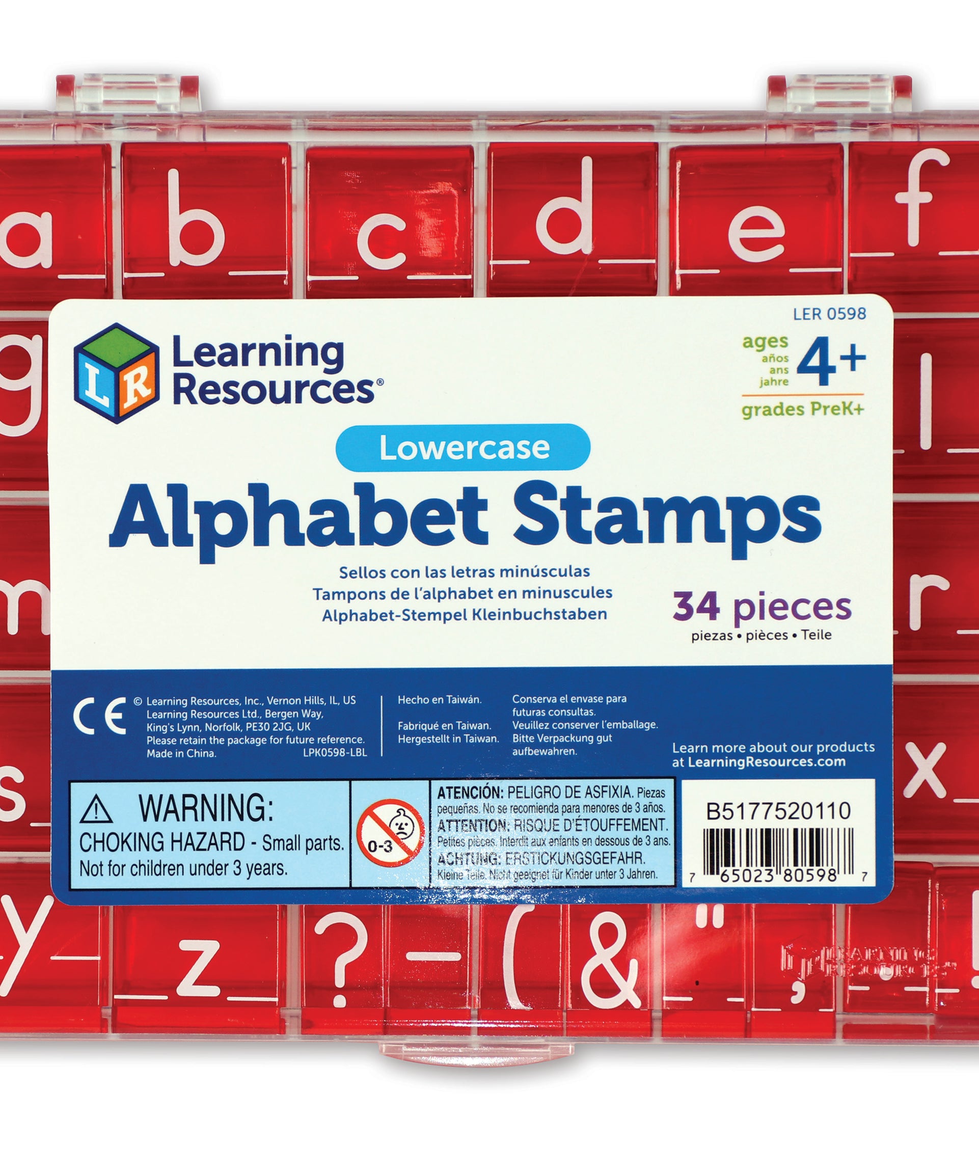 Learning Resources Lowercase Alphabet Stamps, Early Literacy Learning, Includes 8 Punctuation Stamps & Storage Tray, Easy-to-Hold Design, Learning Resources
