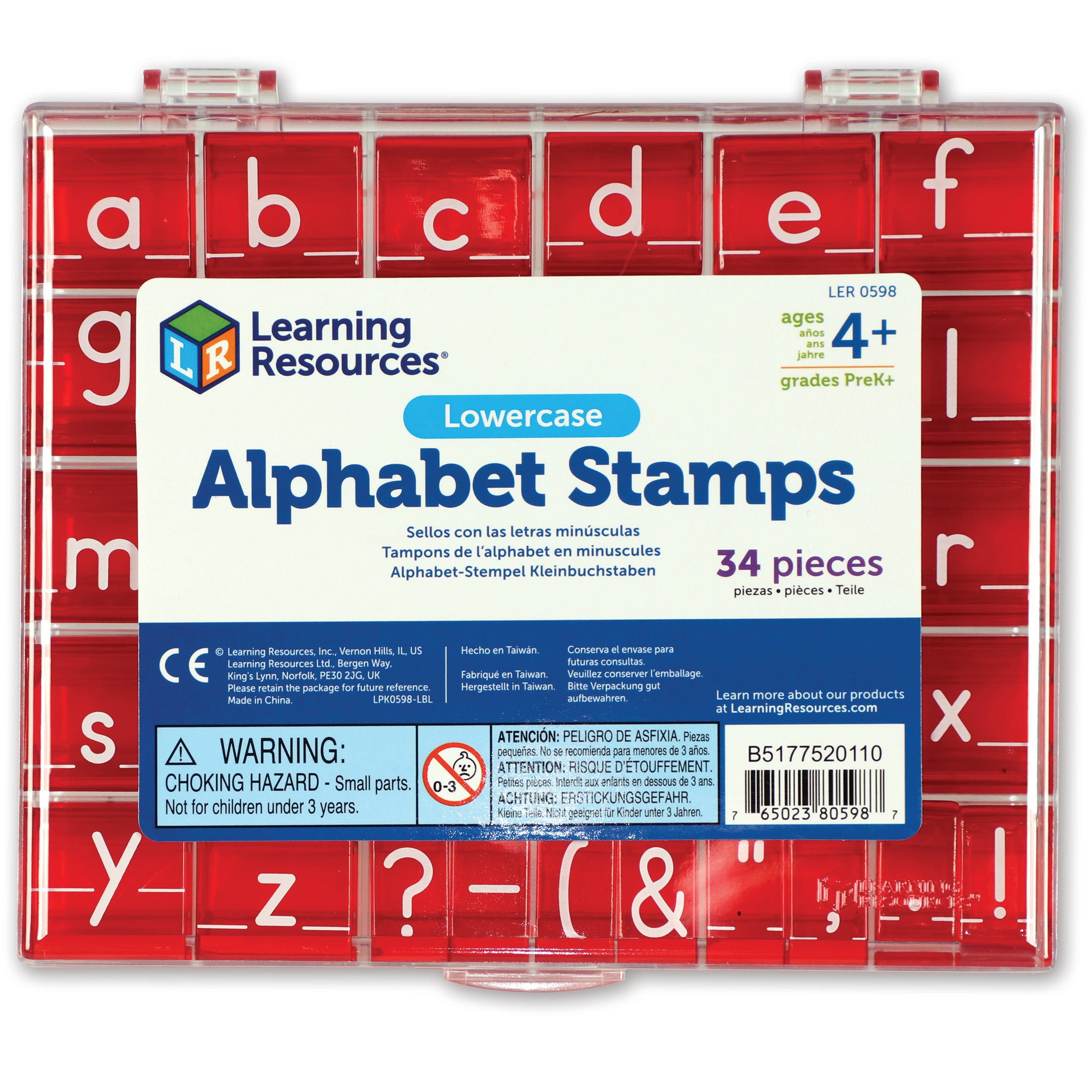 Learning Resources Lowercase Alphabet Stamps, Early Literacy Learning, Includes 8 Punctuation Stamps & Storage Tray, Easy-to-Hold Design, Learning Resources