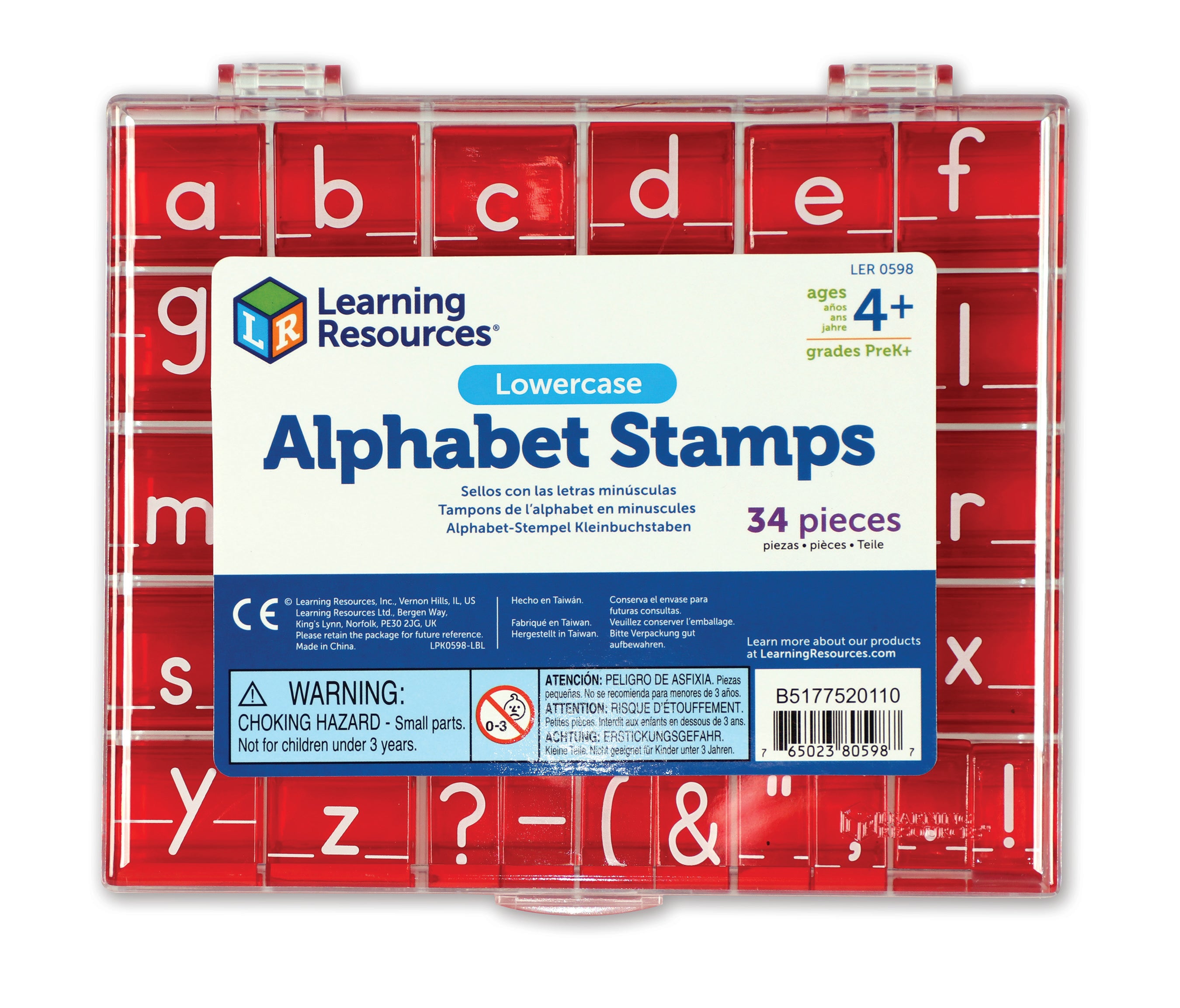 Learning Resources Lowercase Alphabet Stamps, Early Literacy Learning, Includes 8 Punctuation Stamps & Storage Tray, Easy-to-Hold Design, Learning Resources