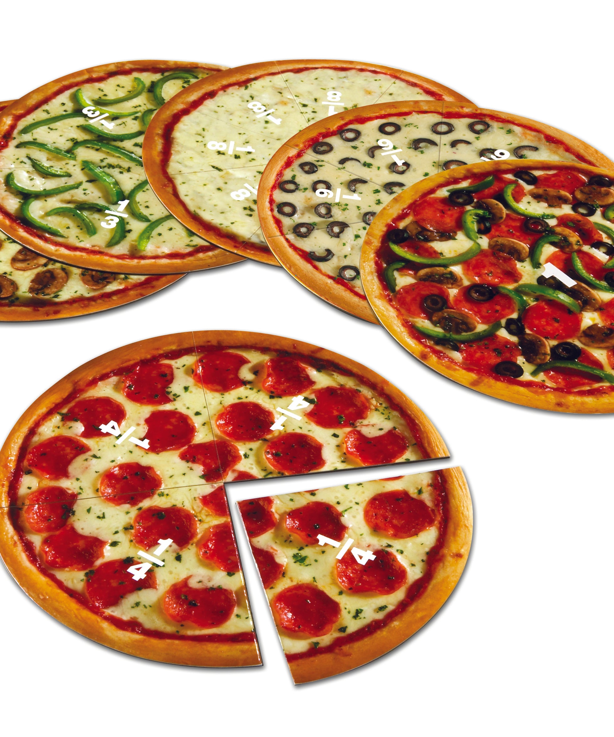 Learning Resources Magnetic Pizza Fractions, Hands-On Fraction Learning Tool, Includes Whole, Halves, Thirds, Quarters, Sixth and Eighth Fractions, Ideal for Demonstrations, Includes Activity Guide, For Ages 6+