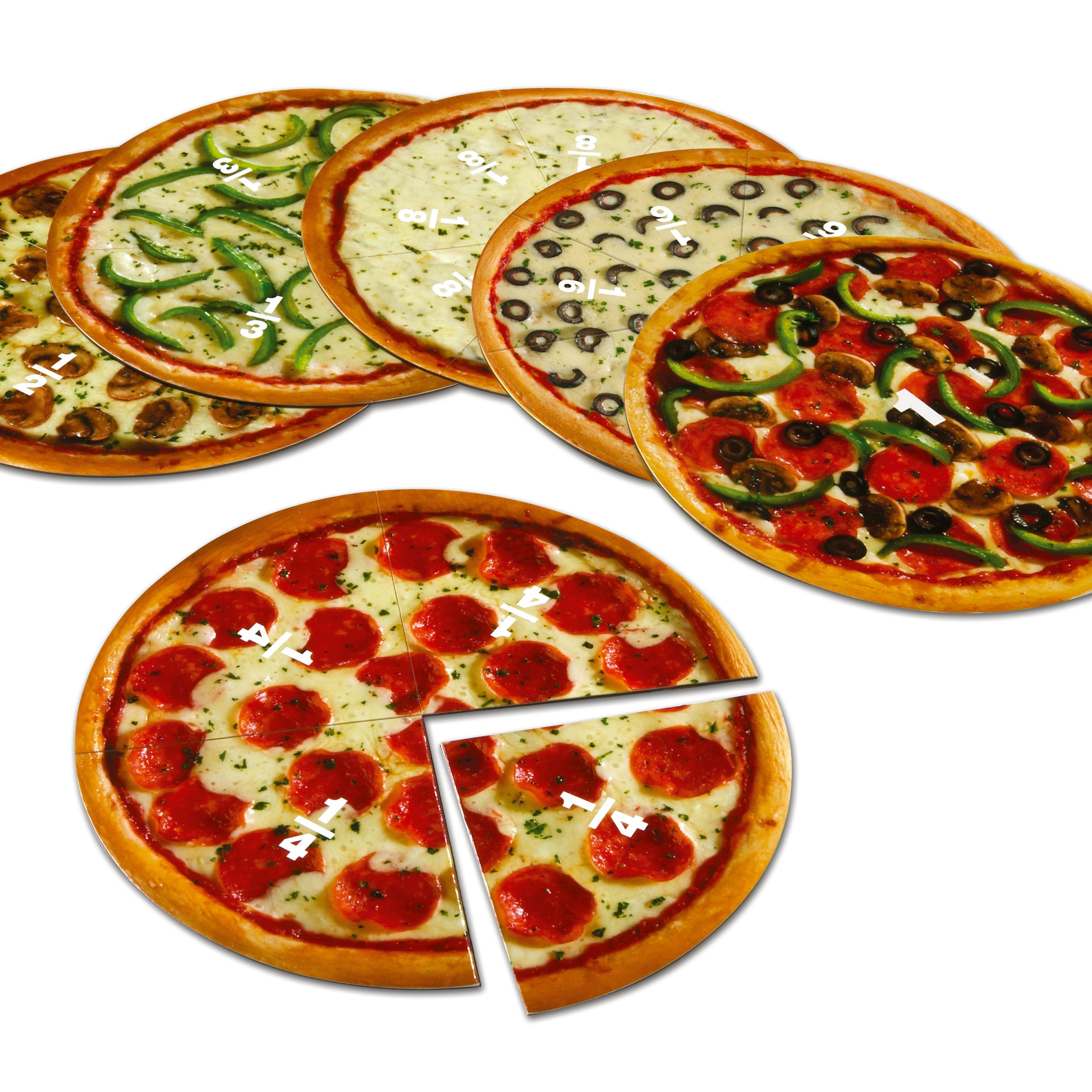 Learning Resources Magnetic Pizza Fractions, Hands-On Fraction Learning Tool, Includes Whole, Halves, Thirds, Quarters, Sixth and Eighth Fractions, Ideal for Demonstrations, Includes Activity Guide, For Ages 6+