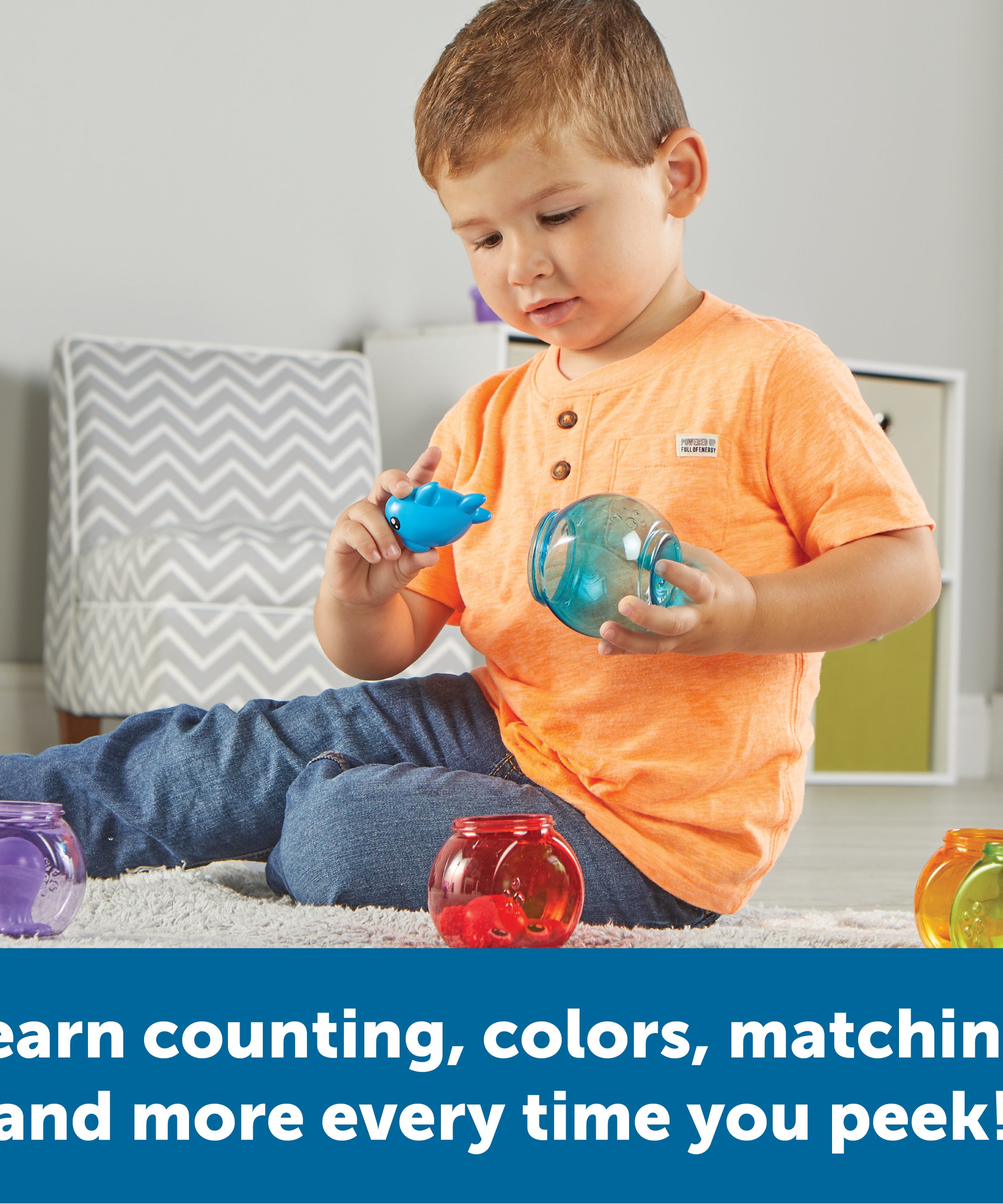 Learning Resources Peekaboo Fishbowl Friends, 10-Piece Toddler Learning Toy for Counting, Colours & Water Play, Stackable Fishbowls & Friendly Sea Creatures, Ages 18 Months+