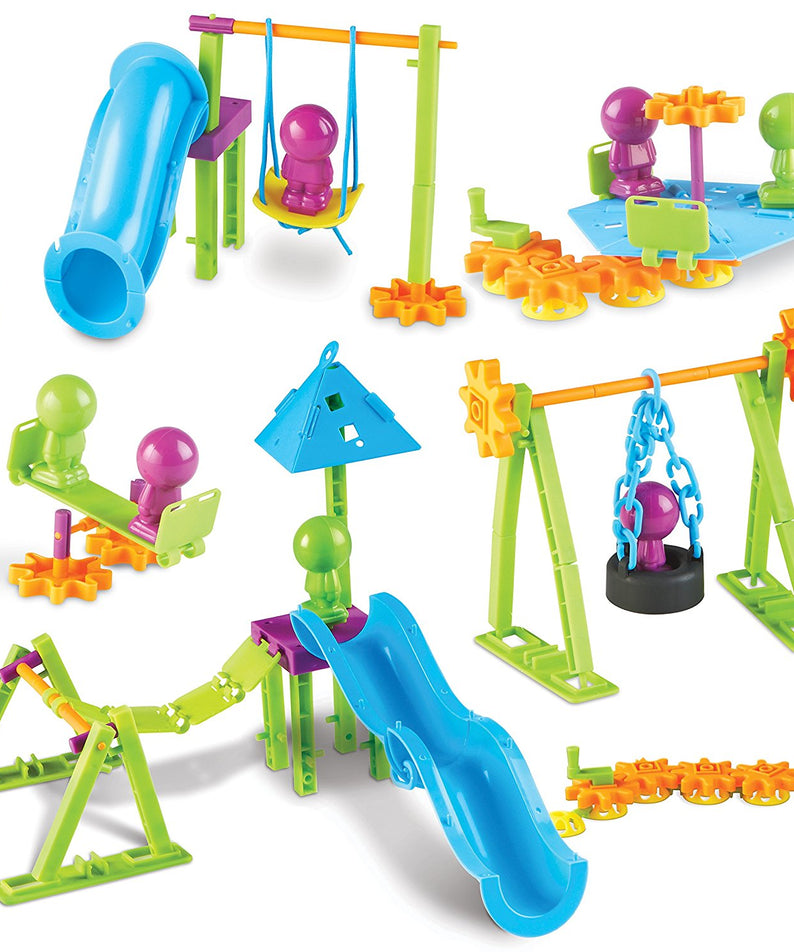 Learning Resources Playground Engineering & Design STEM Set, 104 Pieces, Hands-On STEM Toys for Kids, Includes Challenge Cards and Multilingual Activity Guide, Ages 5+