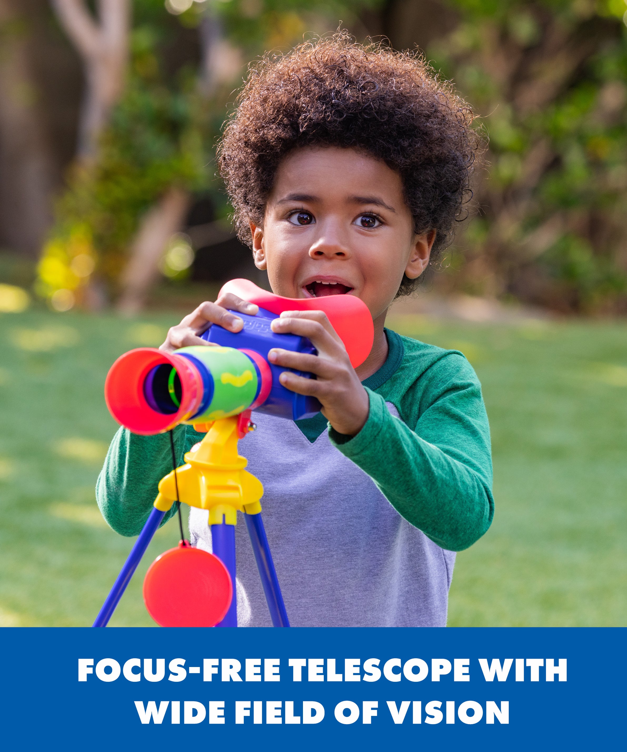 Learning Resources GeoSafari Jr. My First Telescope, Focus-Free Kids Toy Telescope with 9x Magnification, Beginner STEM Toy for Outdoor Exploration, Ages 4+