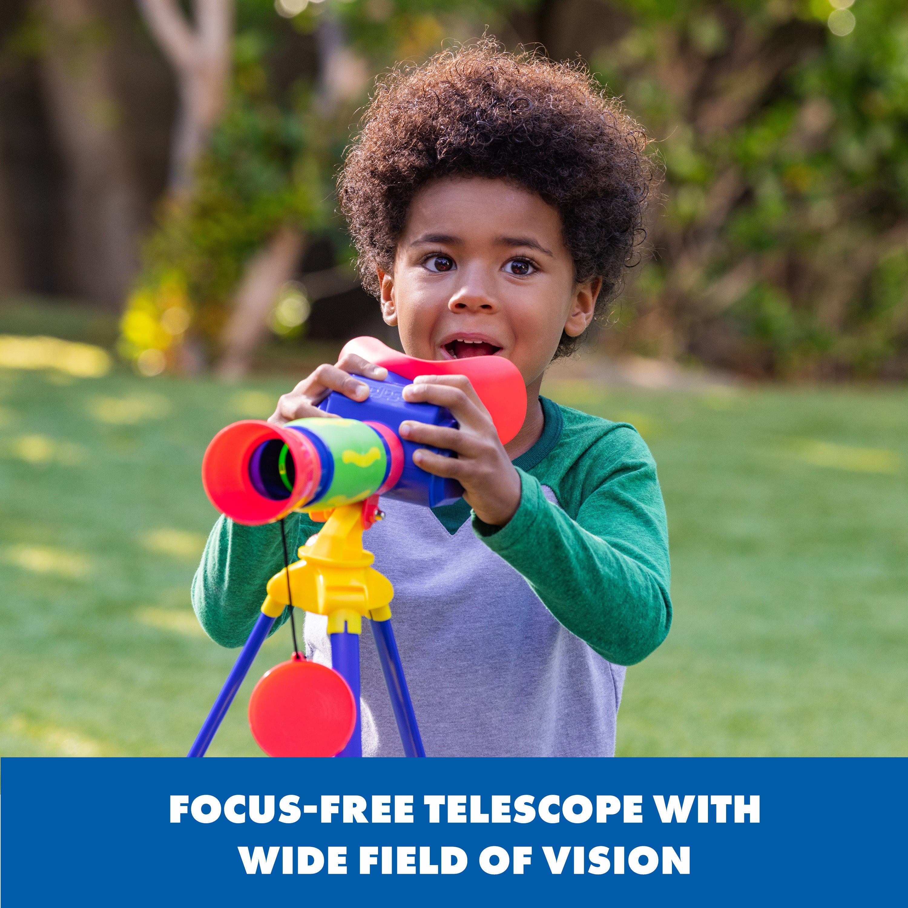 Learning Resources GeoSafari Jr. My First Telescope, Focus-Free Kids Toy Telescope with 9x Magnification, Beginner STEM Toy for Outdoor Exploration, Ages 4+