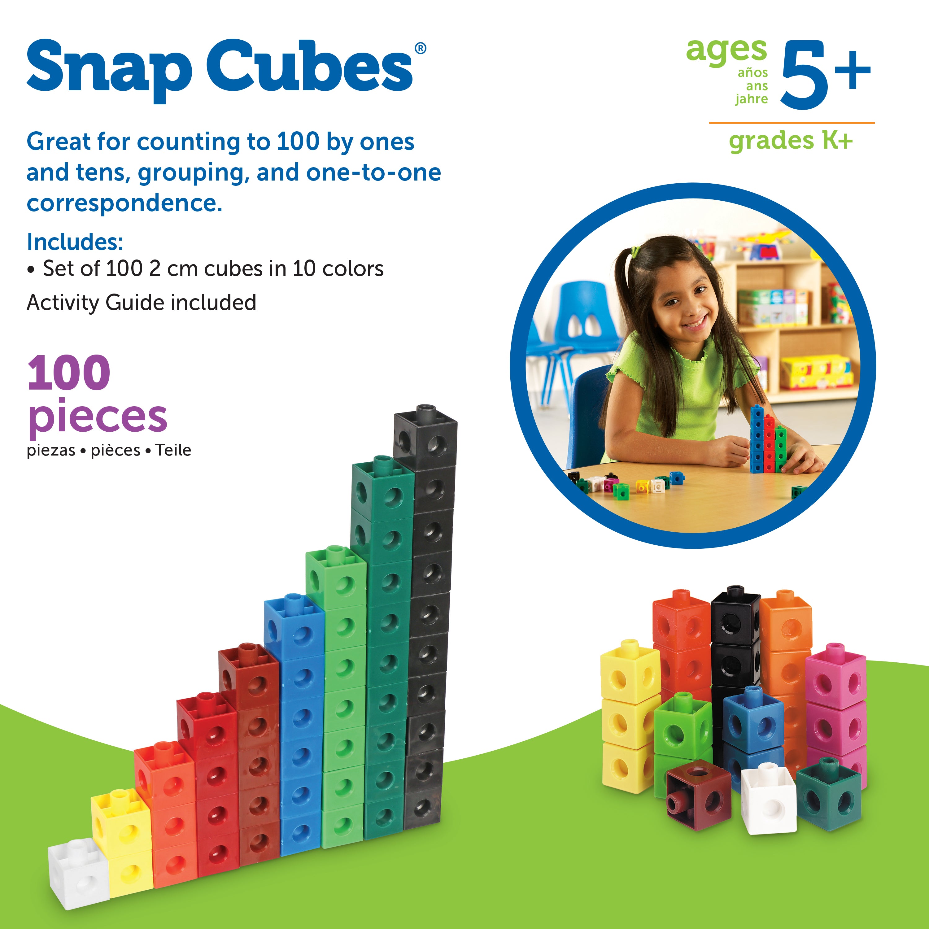 Learning Resources Snap Cubes, Set of 100, Ages 5+, Hands-On Math Learning & Counting