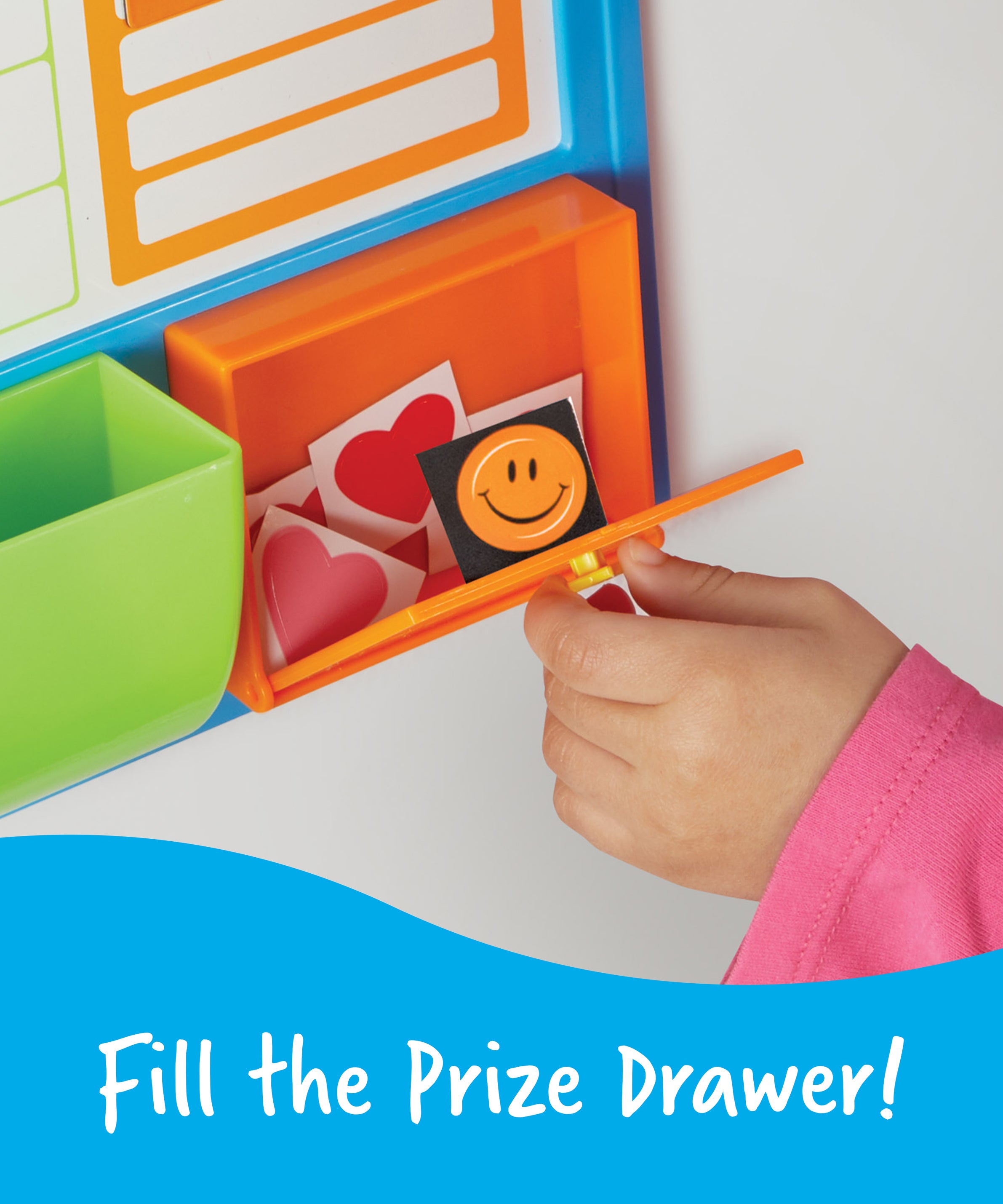 Learning Resources Good Job Magnetic Reward Chart for Kids, Customisable Behavior and Responsibility Tracker with 91 Magnets, Hanging Cord and Storage Tray, Ages 3+