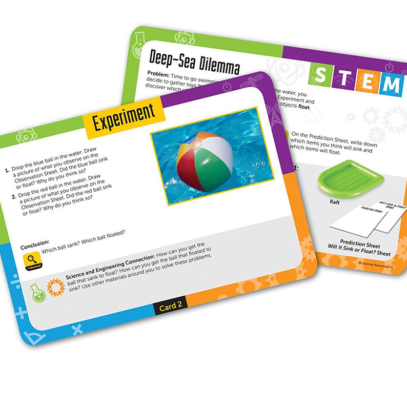 Learning Resources STEM, Sink or Float Activity Set, Hands-On Science Experiment Kit for Kids, Early Physics & Buoyancy Learning, Includes 10 Activity Cards & Multilingual Guide, Ages 5+