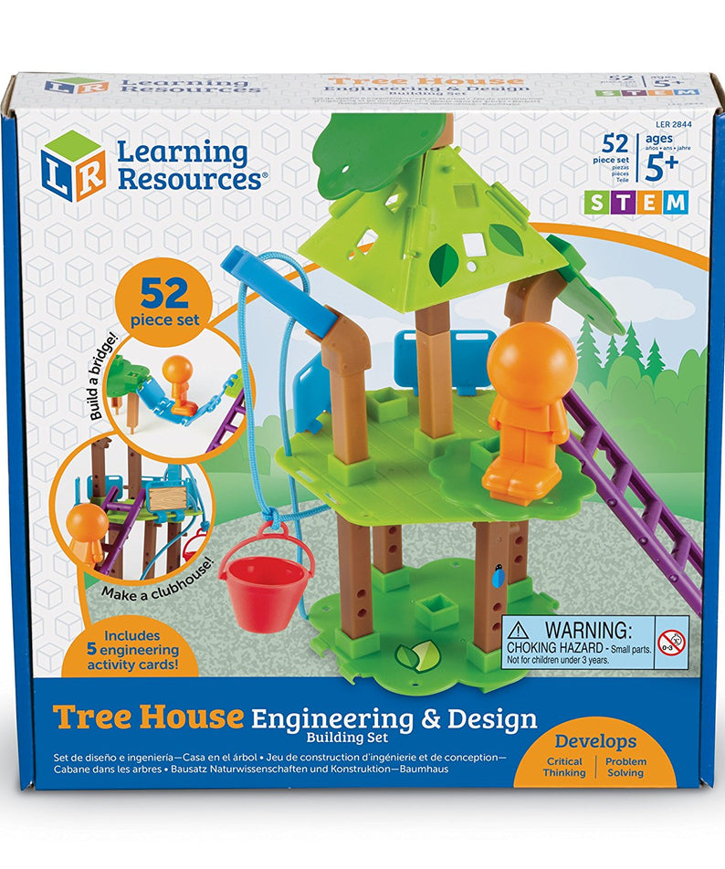 Learning Resources Tree House Engineering and Design Building Set, STEM Toys for Kids, 50+ Pieces, Hands-On STEM Learning with Engineering and Design Challenge Cards, Ages 5+