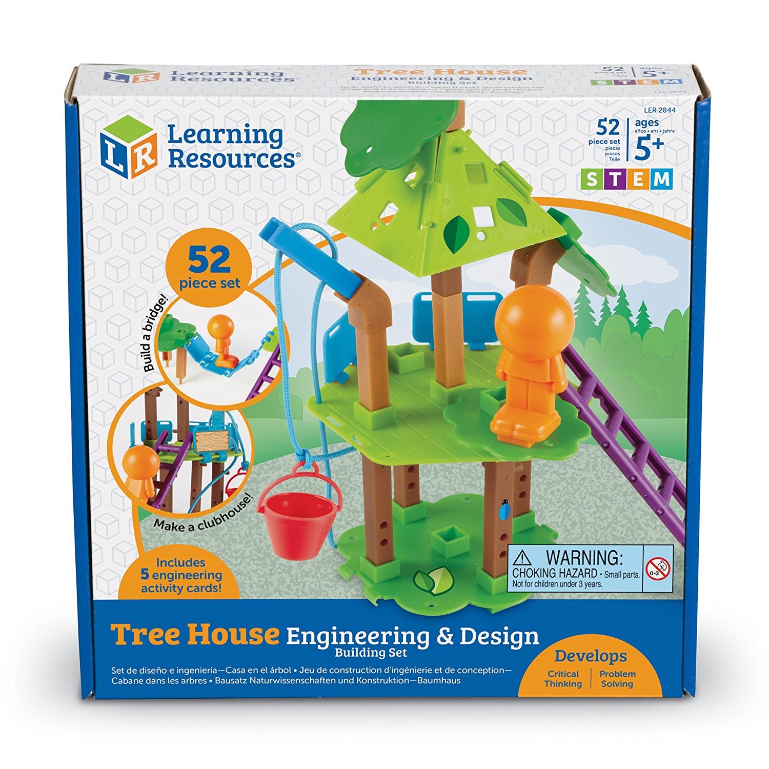 Learning Resources Tree House Engineering and Design Building Set, STEM Toys for Kids, 50+ Pieces, Hands-On STEM Learning with Engineering and Design Challenge Cards, Ages 5+