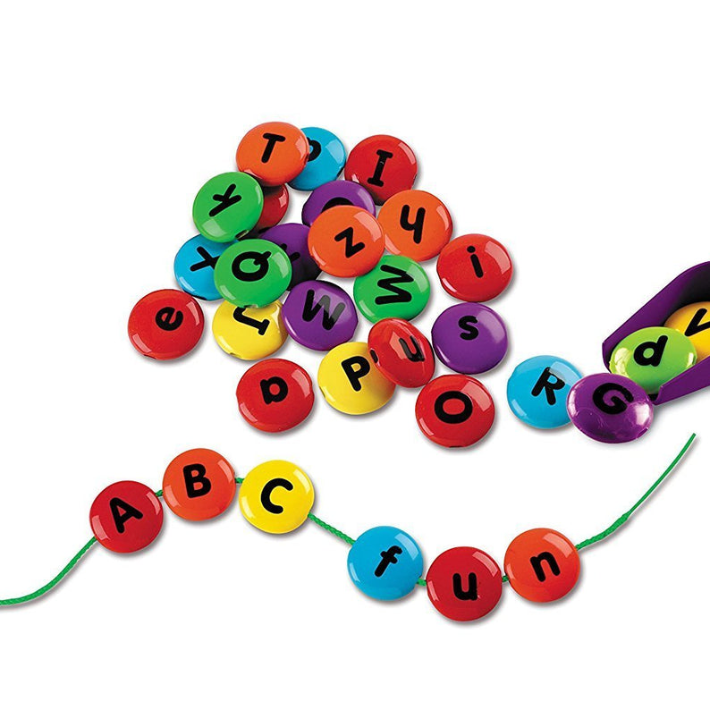 Learning Resources Smart Snacks ABC Lacing Sweets, Alphabet Beads for Fine Motor Skills and Early Literacy, Preschool Learning Toy with Storage Tub, Ages 3+