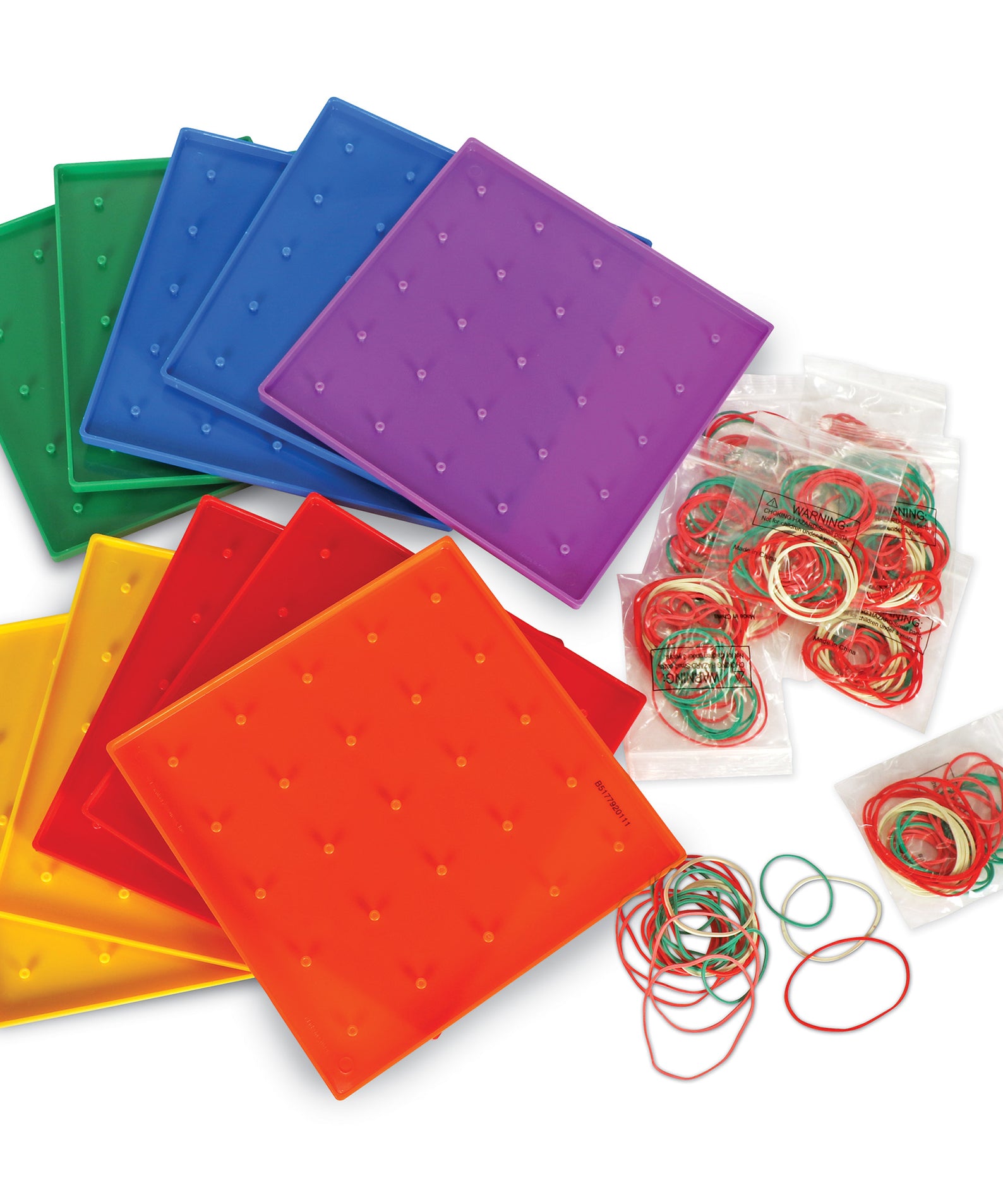 Learning Resources 5 x 5 Pin Geoboards, Set of 10 Colourful Plastic Boards with Elastic Bands, Hands-On Geometry Tools for Kids, Ages 5+