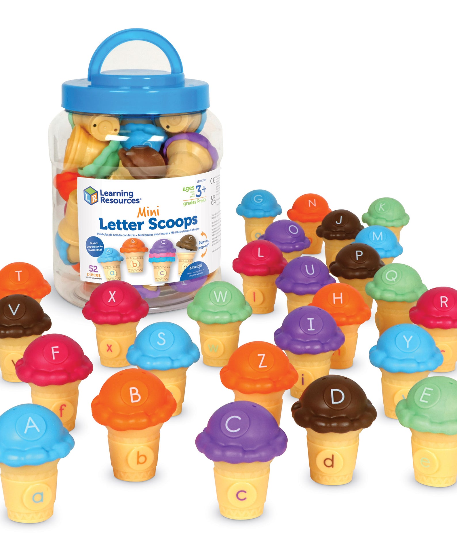 Learning Resources Educational Ice Cream Alphabet Toy Set for Preschool Kids, 26 Matching Pieces for ABC Learning and Imaginative Play