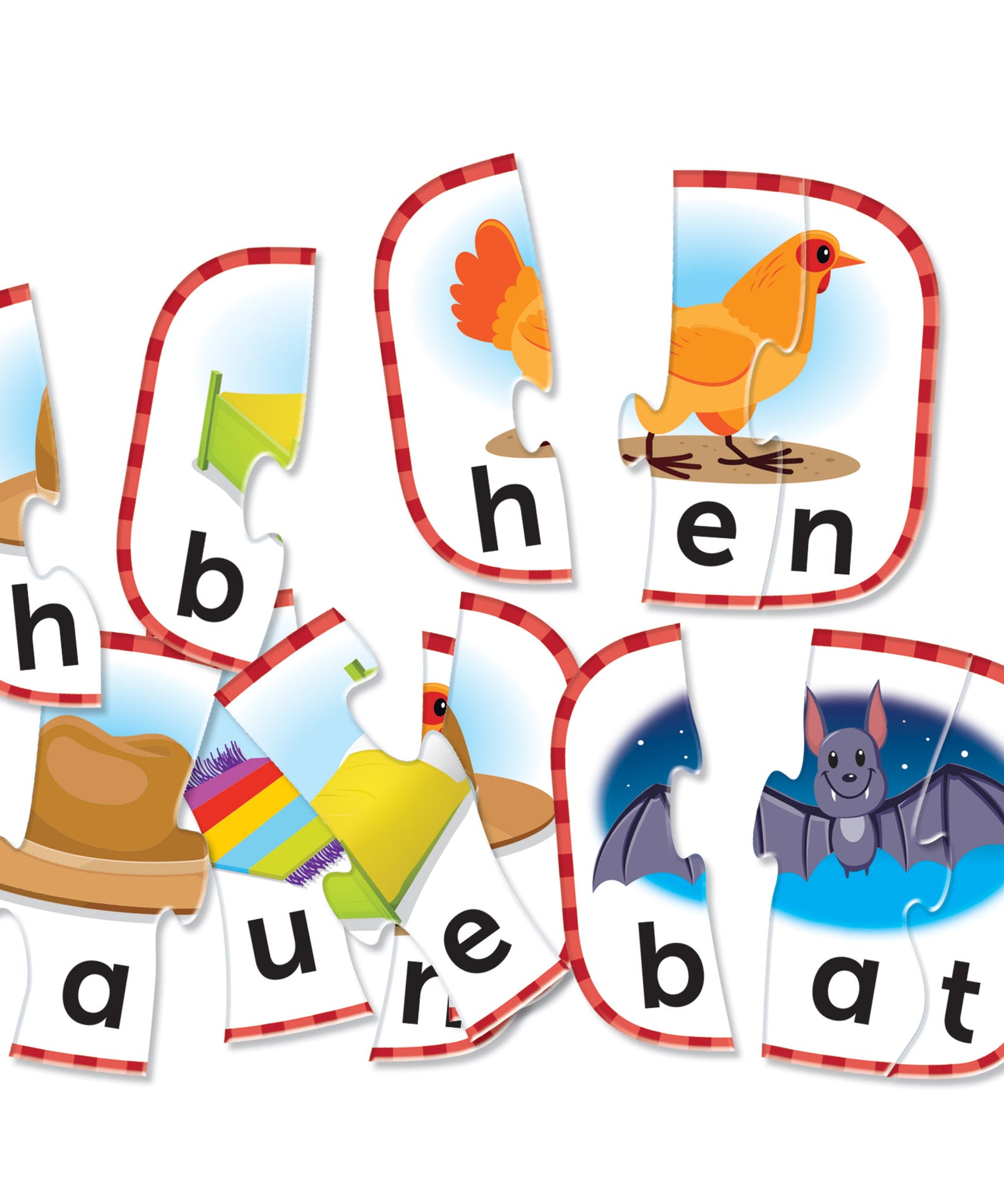 Learning Resources 3-Letter Word Puzzle Cards, Preschool Spelling and Language Learning Activity, Self-Correcting Puzzles, Ages 3+