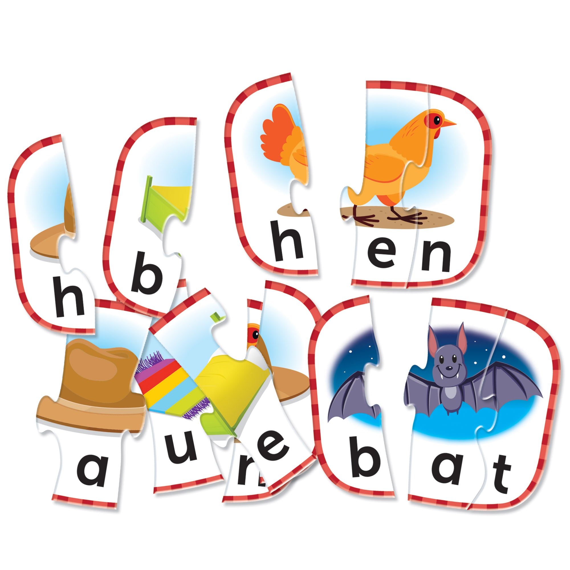 Learning Resources 3-Letter Word Puzzle Cards, Preschool Spelling and Language Learning Activity, Self-Correcting Puzzles, Ages 3+