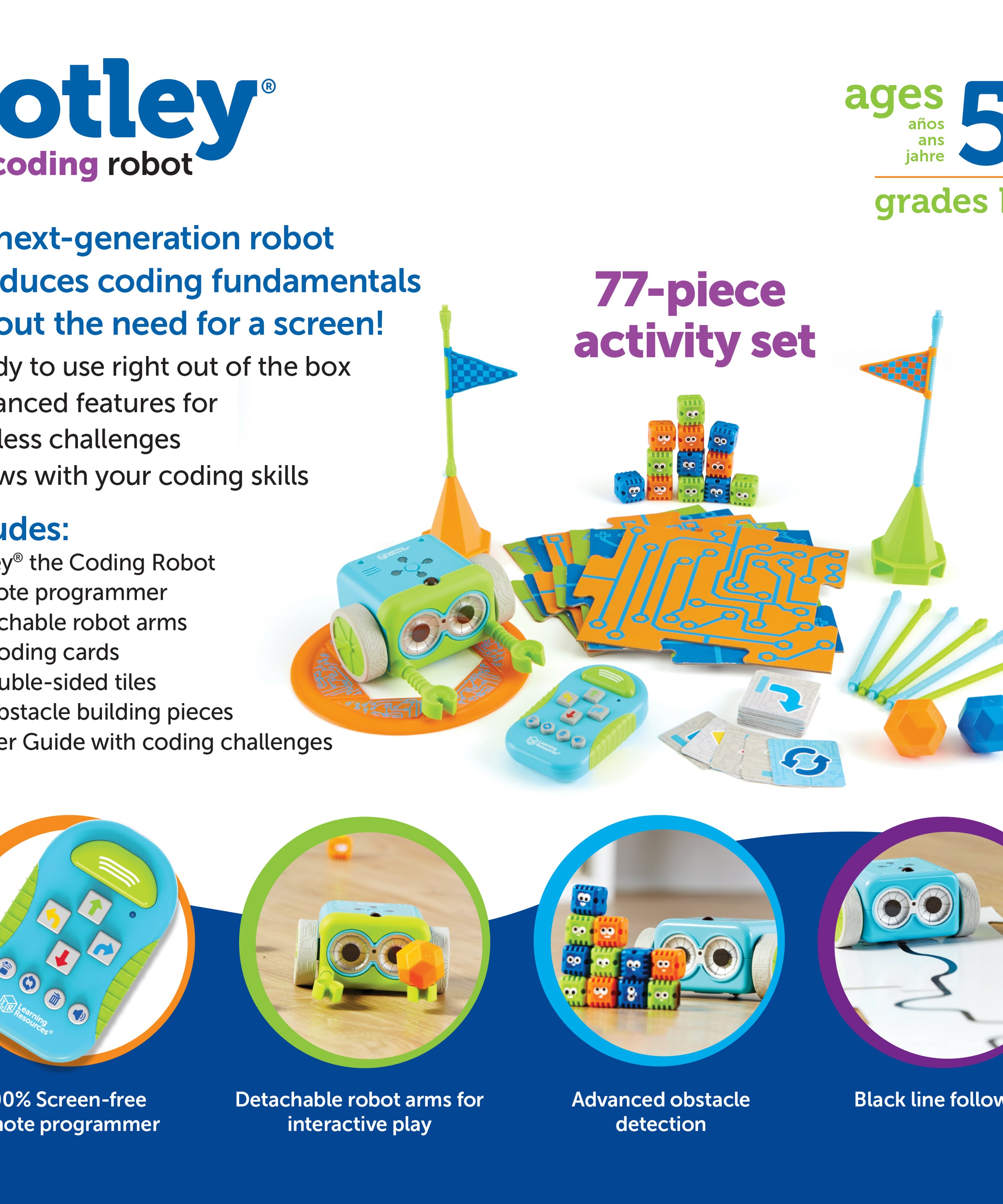 Learning Resources Botley the Coding Robot Activity Set, Hands-On Early Coding and STEM Learning for Kids Aged 5+