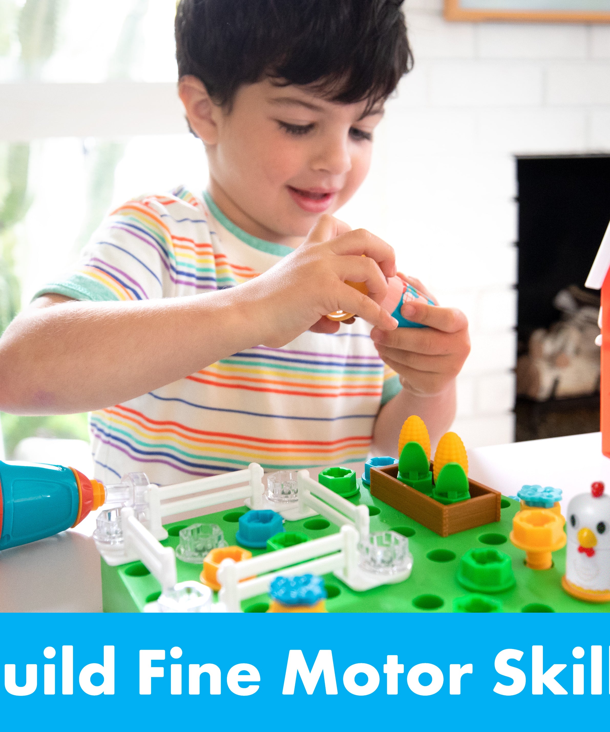 Learning Resources Design & Drill Bolt Buddies Barn, STEM Construction Toy with Kid-Safe Power Drill, Fine Motor Farm Playset for Ages 3+