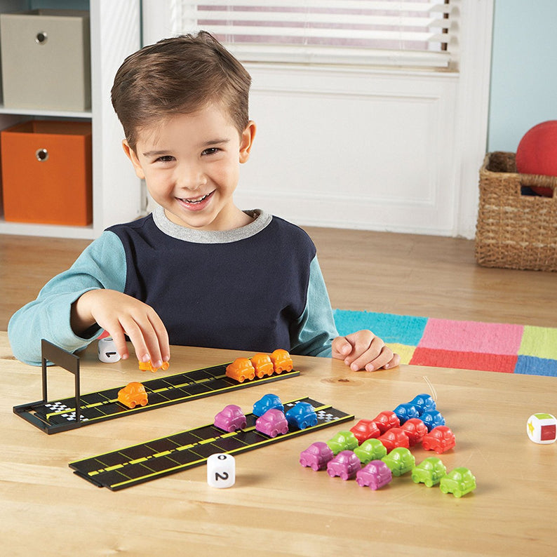 Learning Resources Mini Motor Math Activity Set, Early Years Numeracy Game, Includes Car Counters, Dice & Track Pieces, Ages 4+