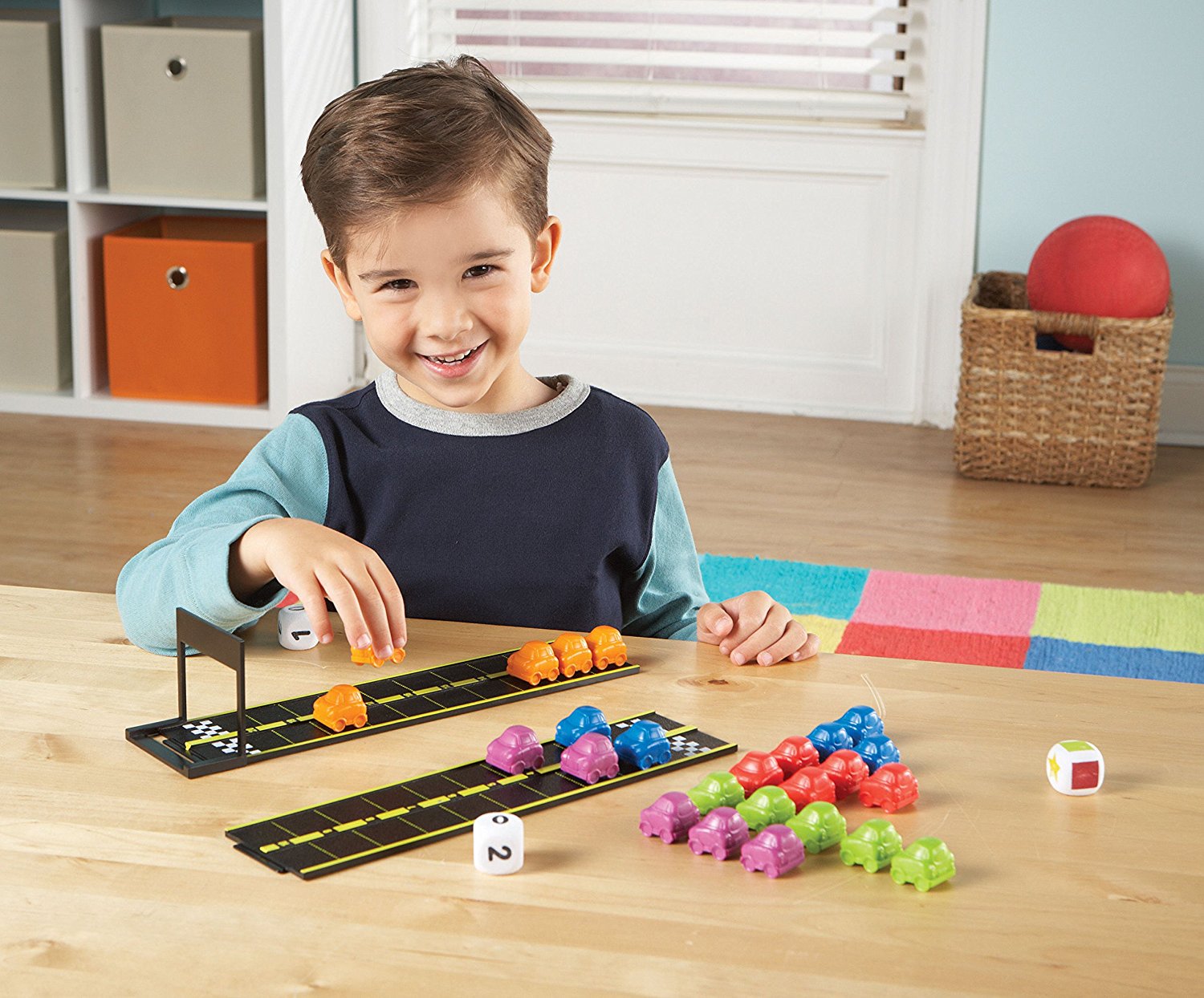 Learning Resources Mini Motor Math Activity Set, Early Years Numeracy Game, Includes Car Counters, Dice & Track Pieces, Ages 4+